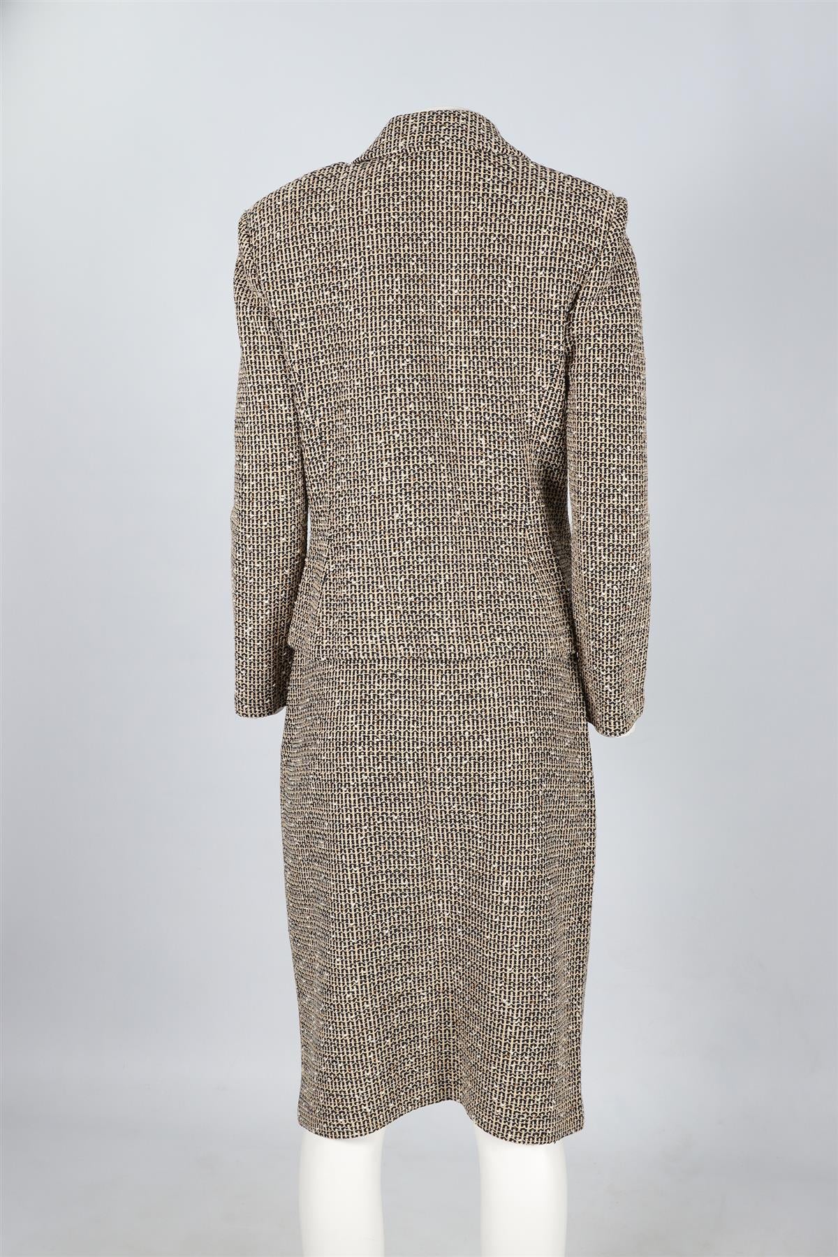 ST JOHN COLLECTION TAN WOOL SKIRT SUIT US 8 UK 12 - Image 4