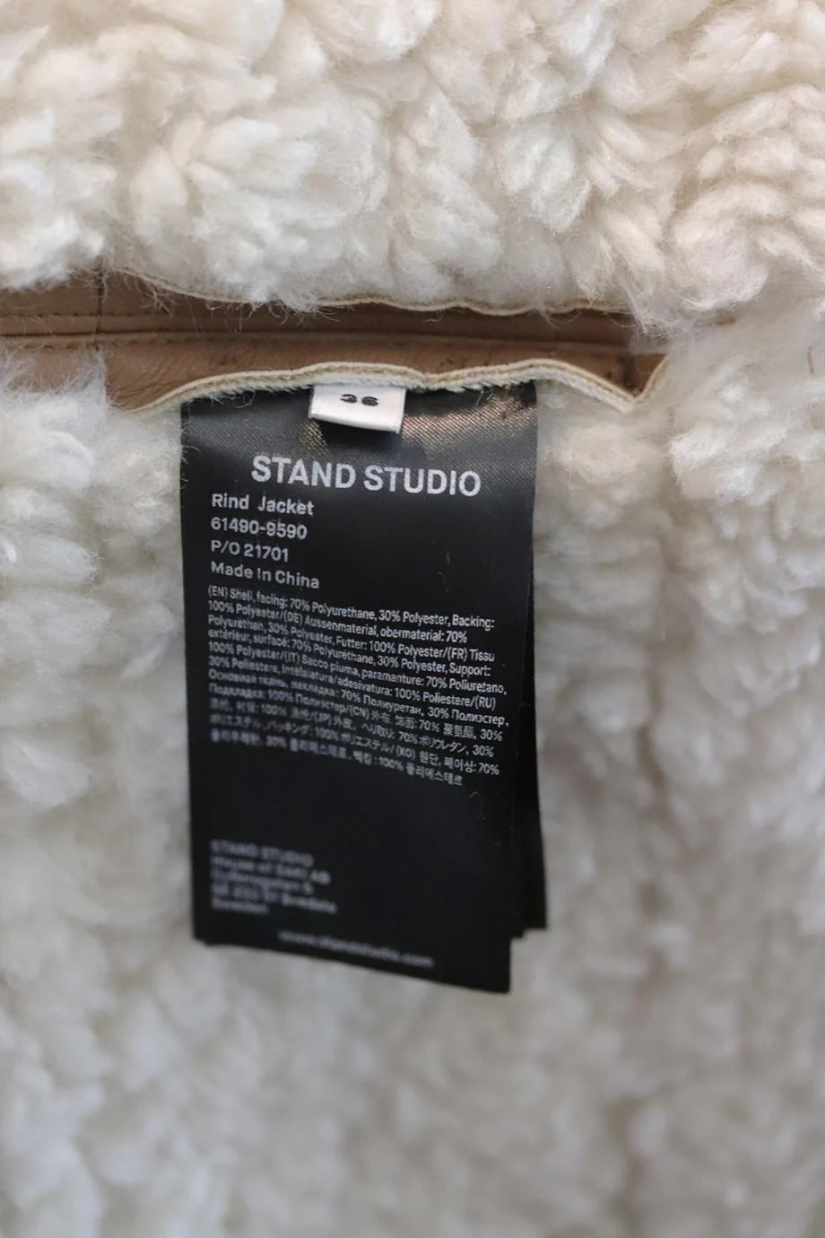 STAND STUDIO RIND FAUX SHEARLING JACKET SMALL - Image 6