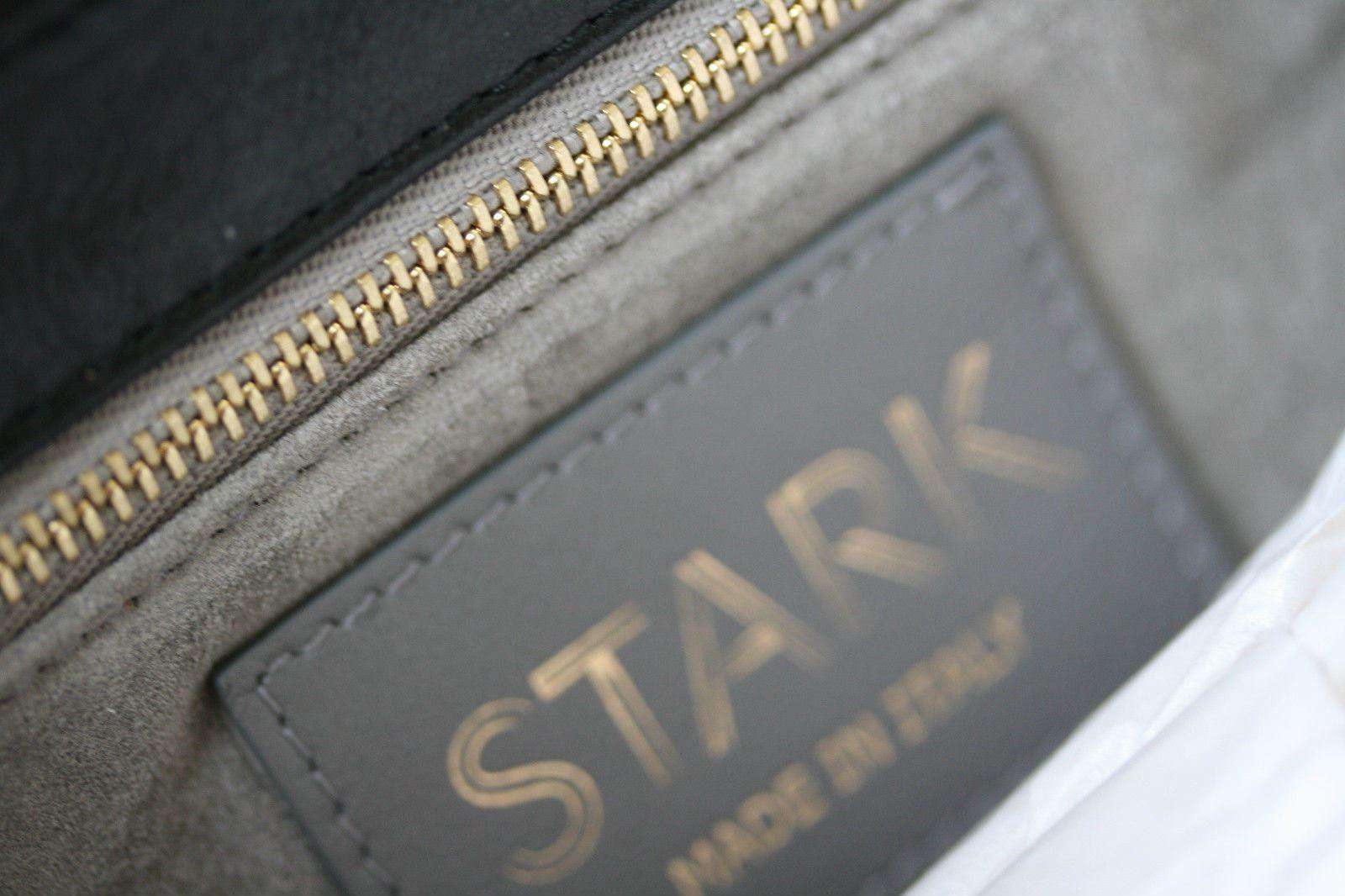 STARK AT HARRODS BLACK LEATHER SILVER STUDDED BAGUETTE CLUTCH BAG - Image 5