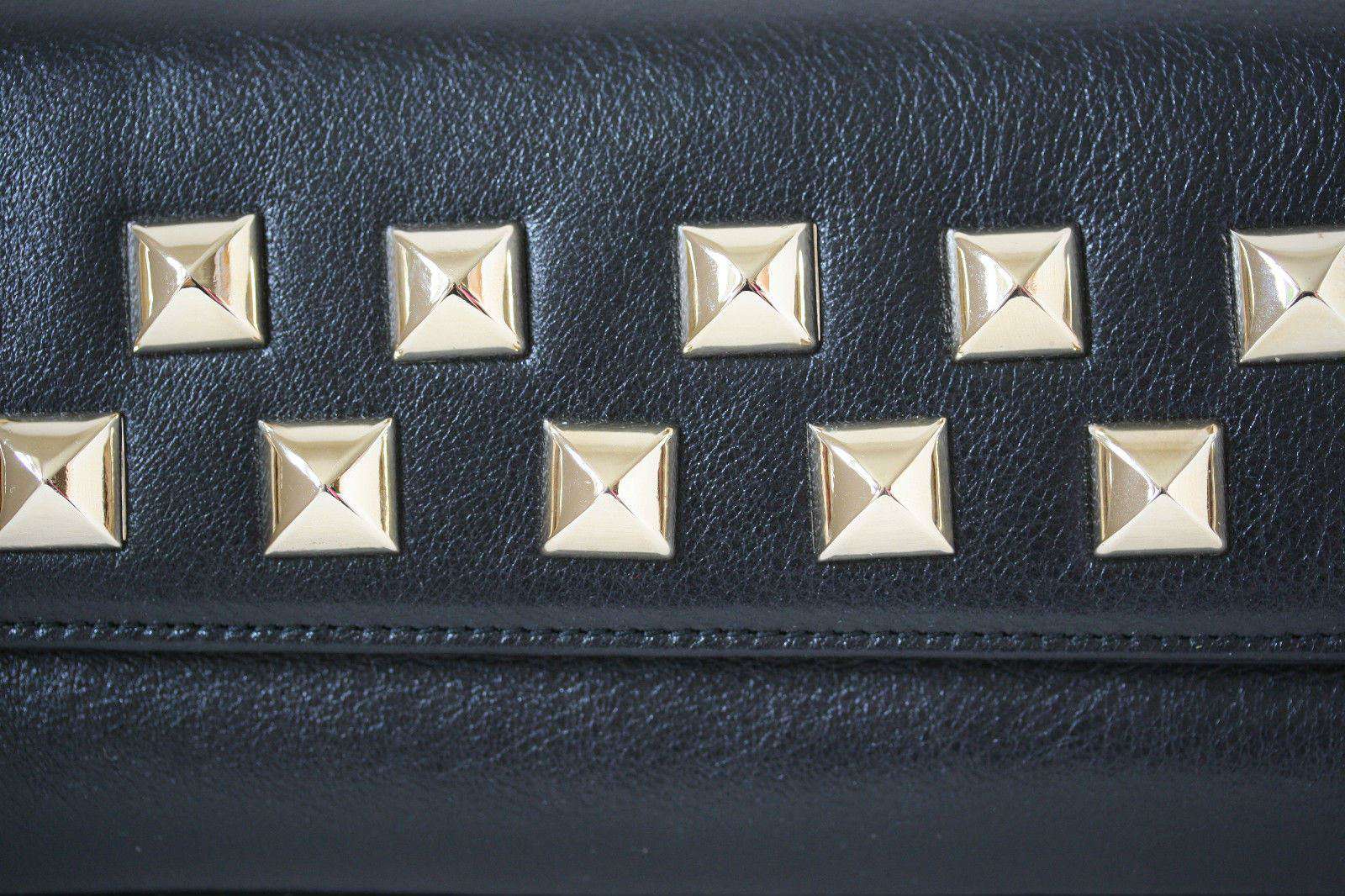 STARK AT HARRODS BLACK LEATHER SILVER STUDDED BAGUETTE CLUTCH BAG - Image 7