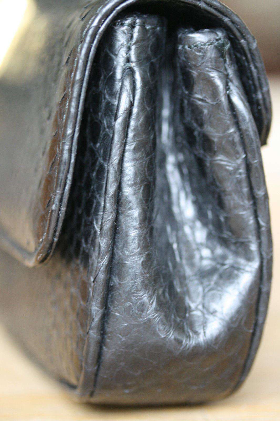 STARK AT HARRODS BLACK PYTHON STUDDED BAGUETTE CLUTCH BAG - Image 5