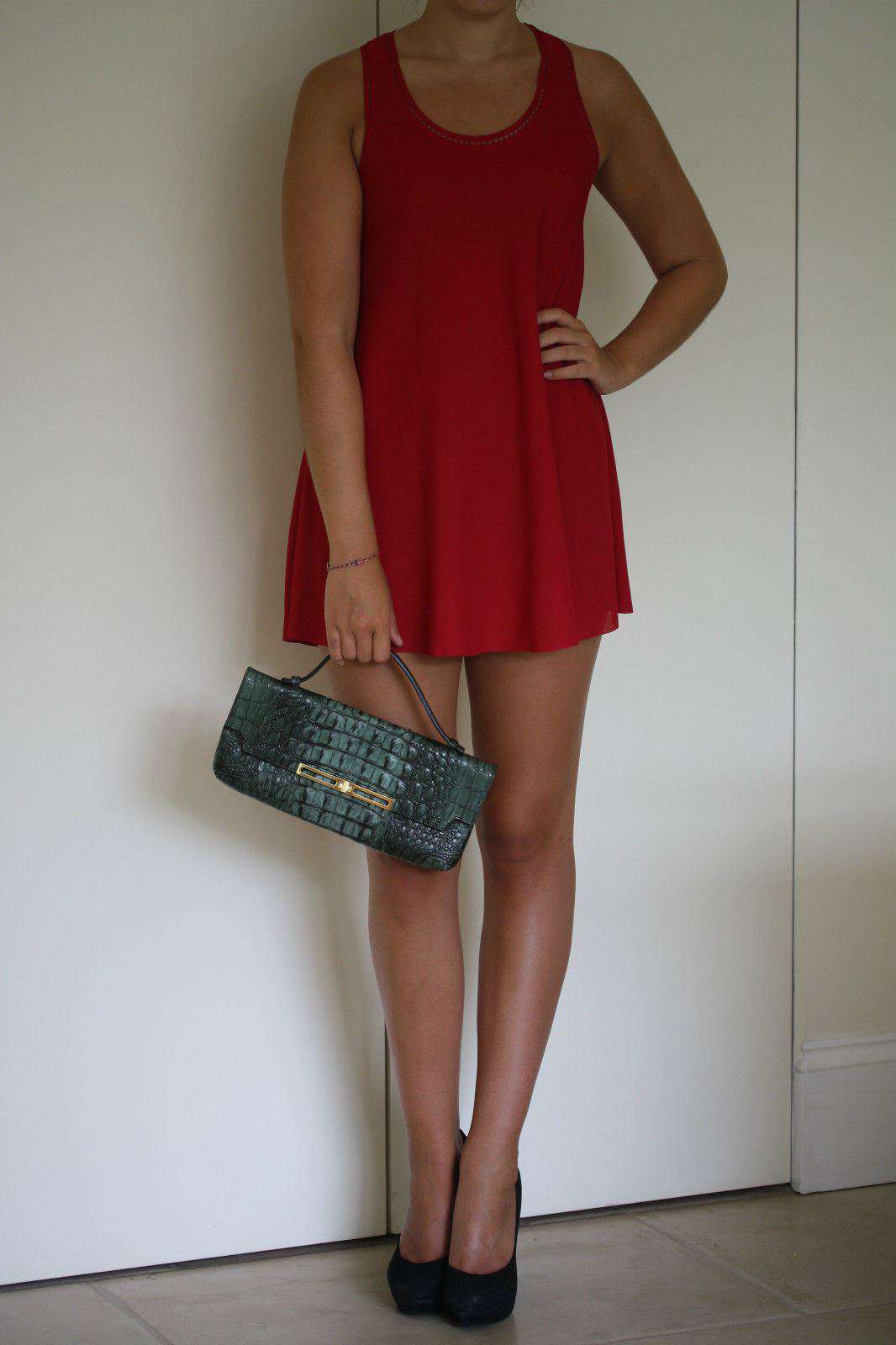 STARK AT HARRODS GREEN LEATHER MOCK CROC CLUTCH BAG - Image 10