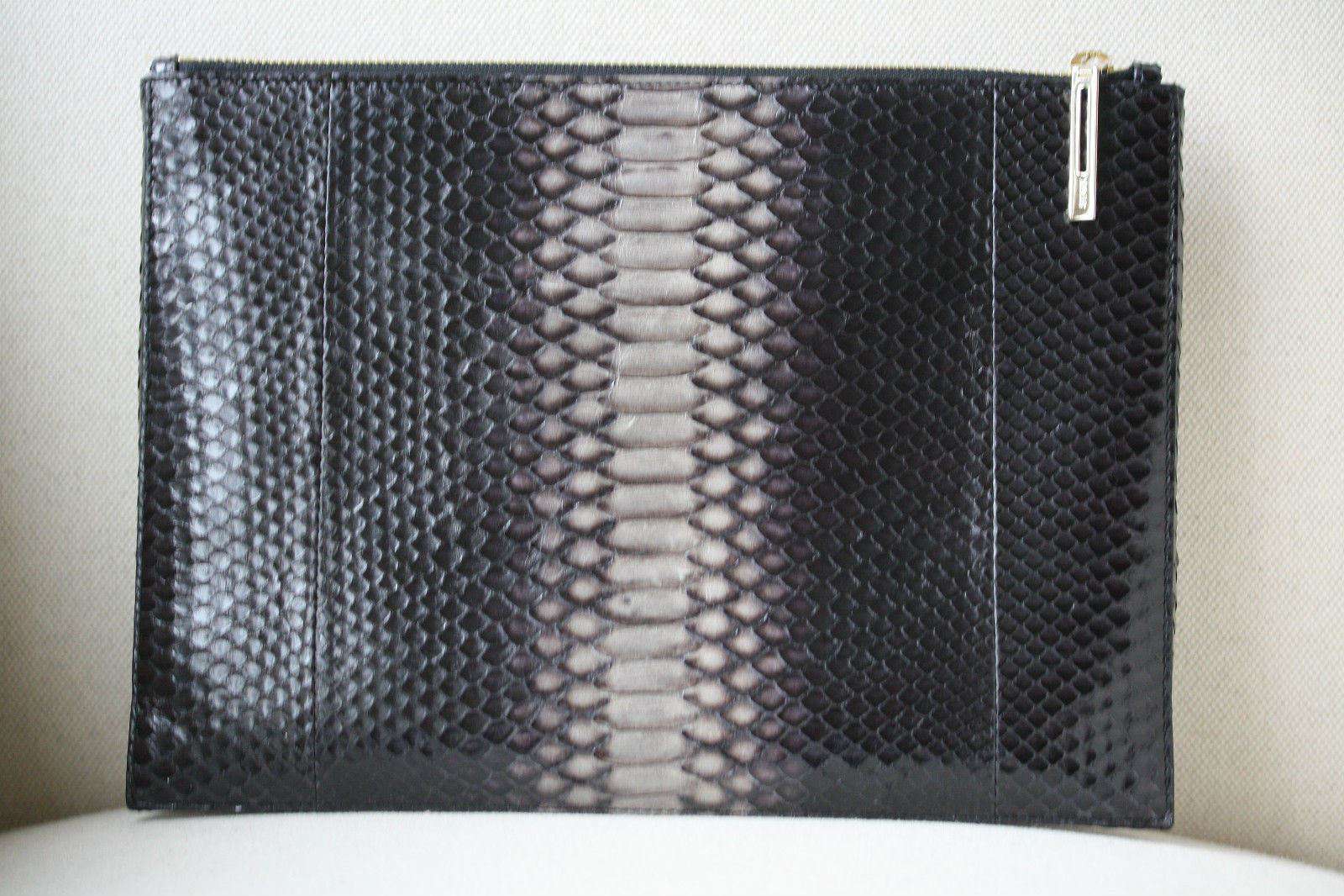 STARK AT HARRODS GREY EASTWEST PYTHON CLUTCH BAG - Image 5