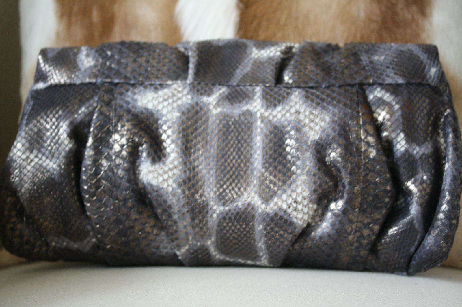 STARK AT HARRODS HAND PAINTED MIDNIGHT BLUE PYTHON LUSTER CLUTCH BAG - Image 7
