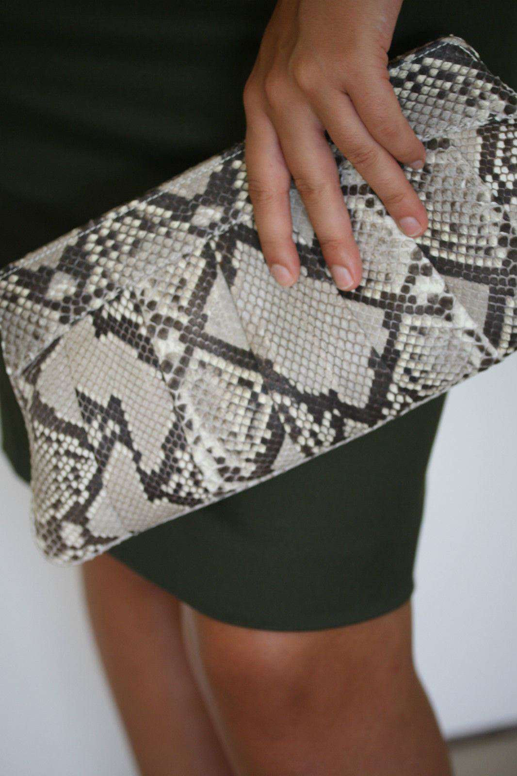 STARK AT HARRODS NATURAL PYTHON PUFF ROBERTSON CLUTCH BAG