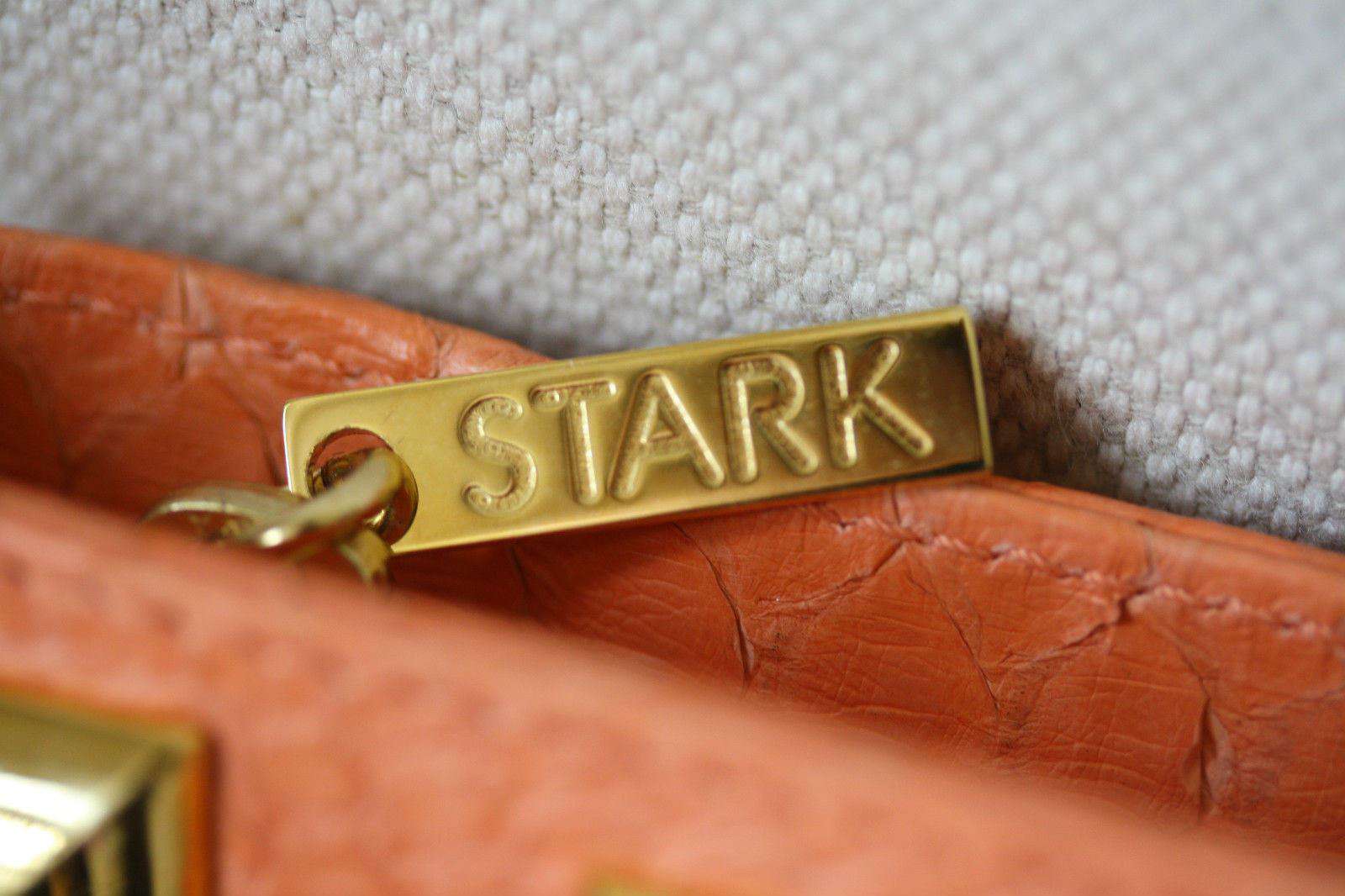 STARK AT HARRODS ORANGE PYTHON ARC STUDDED CLUTCH BAG - Image 10