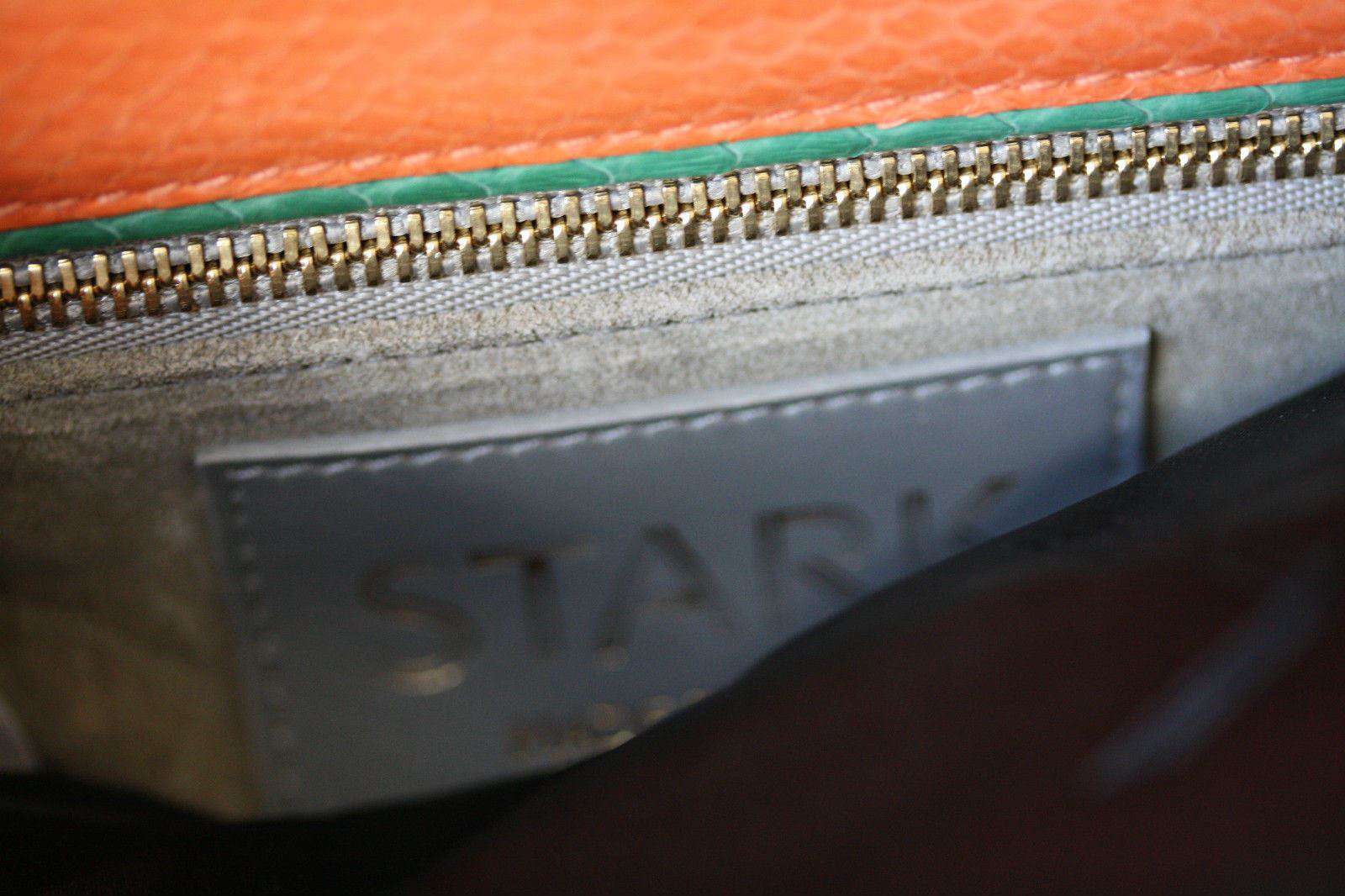 STARK AT HARRODS ORANGE PYTHON STUDDED BAGUETTE CLUTCH BAG - Image 4