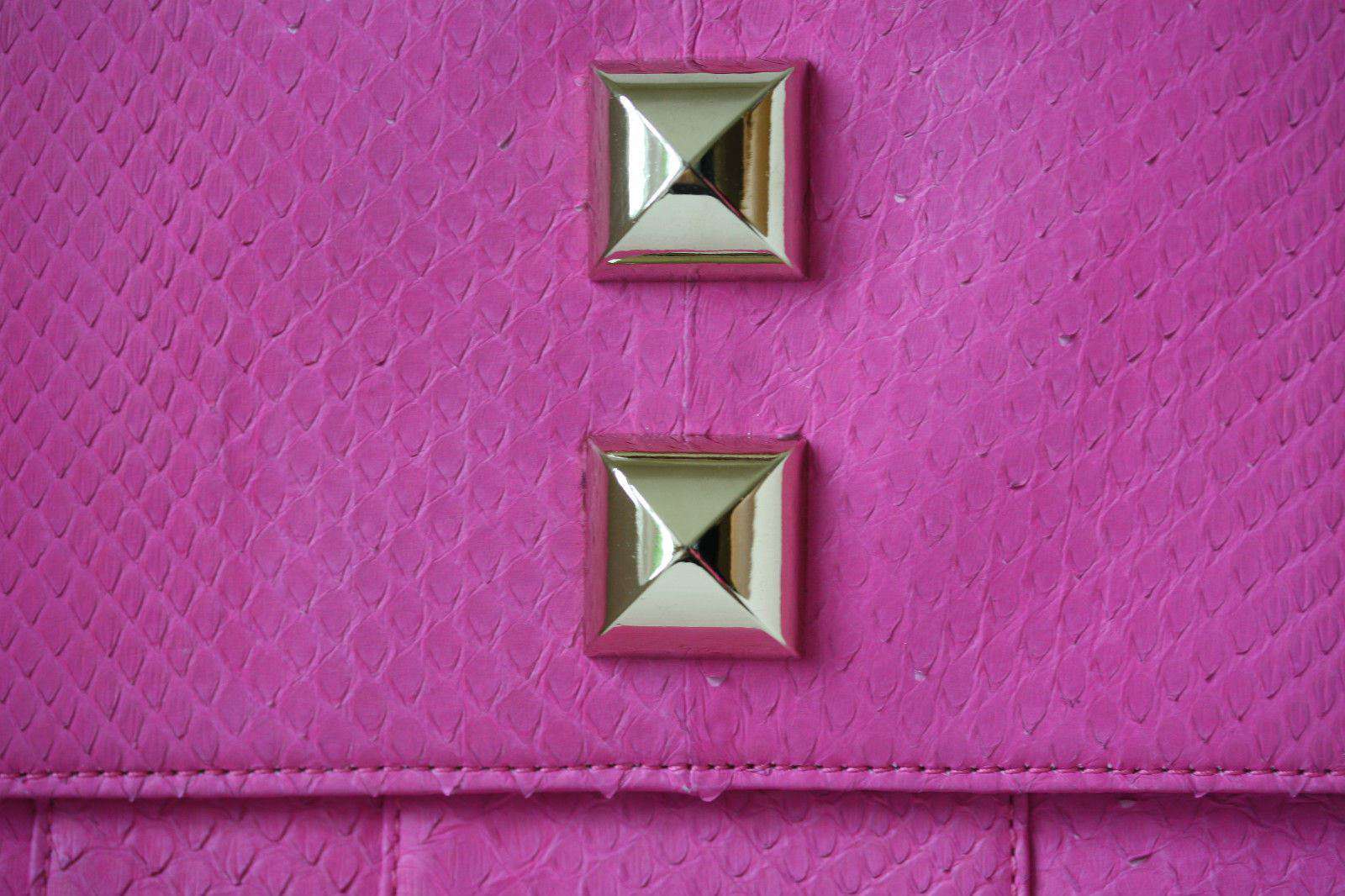 STARK AT HARRODS PINK PYTHON STUDDED OVERSIZED CLUTCH BAG - Image 4