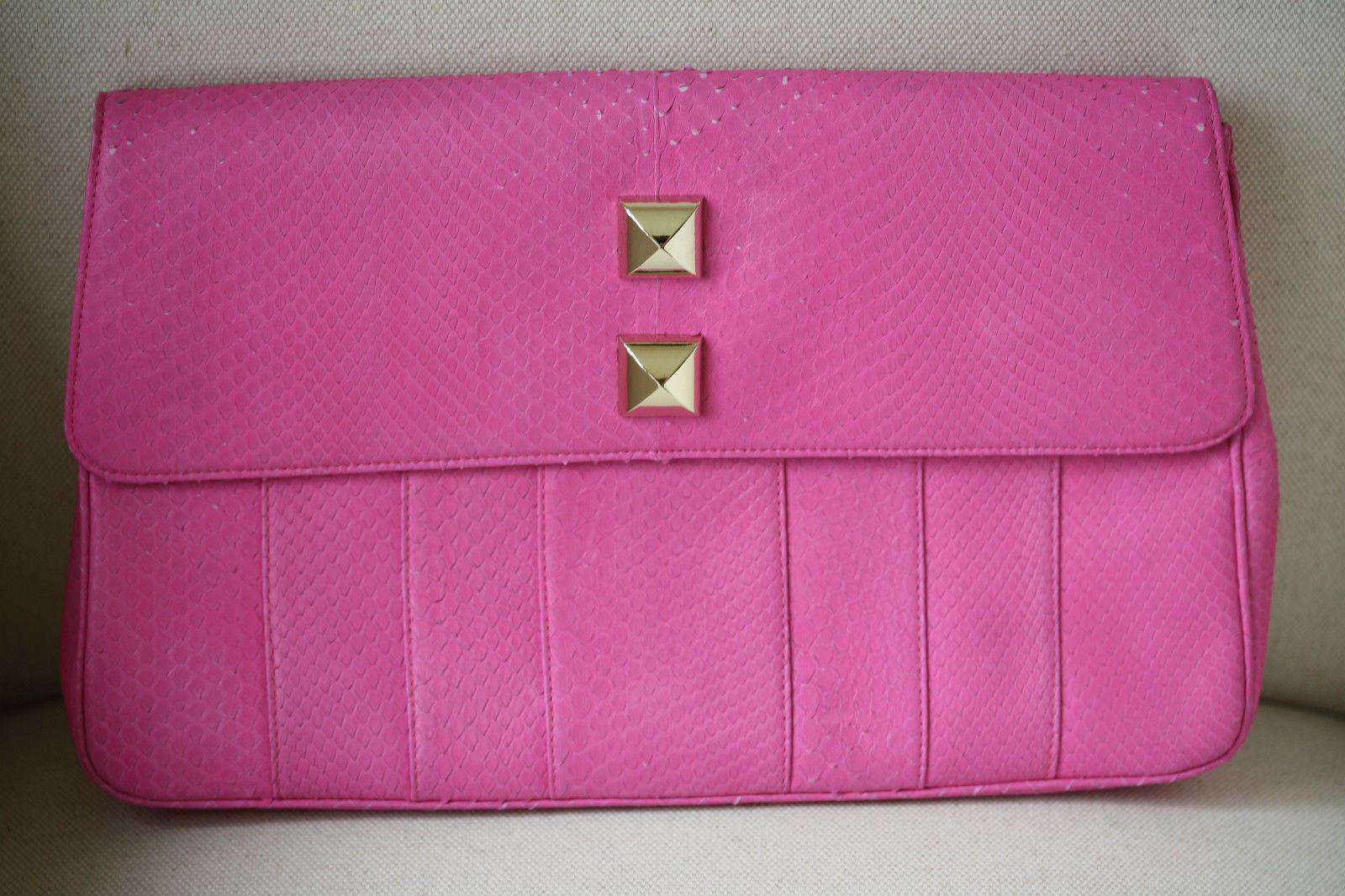 STARK AT HARRODS PINK PYTHON STUDDED OVERSIZED CLUTCH BAG - Image 9