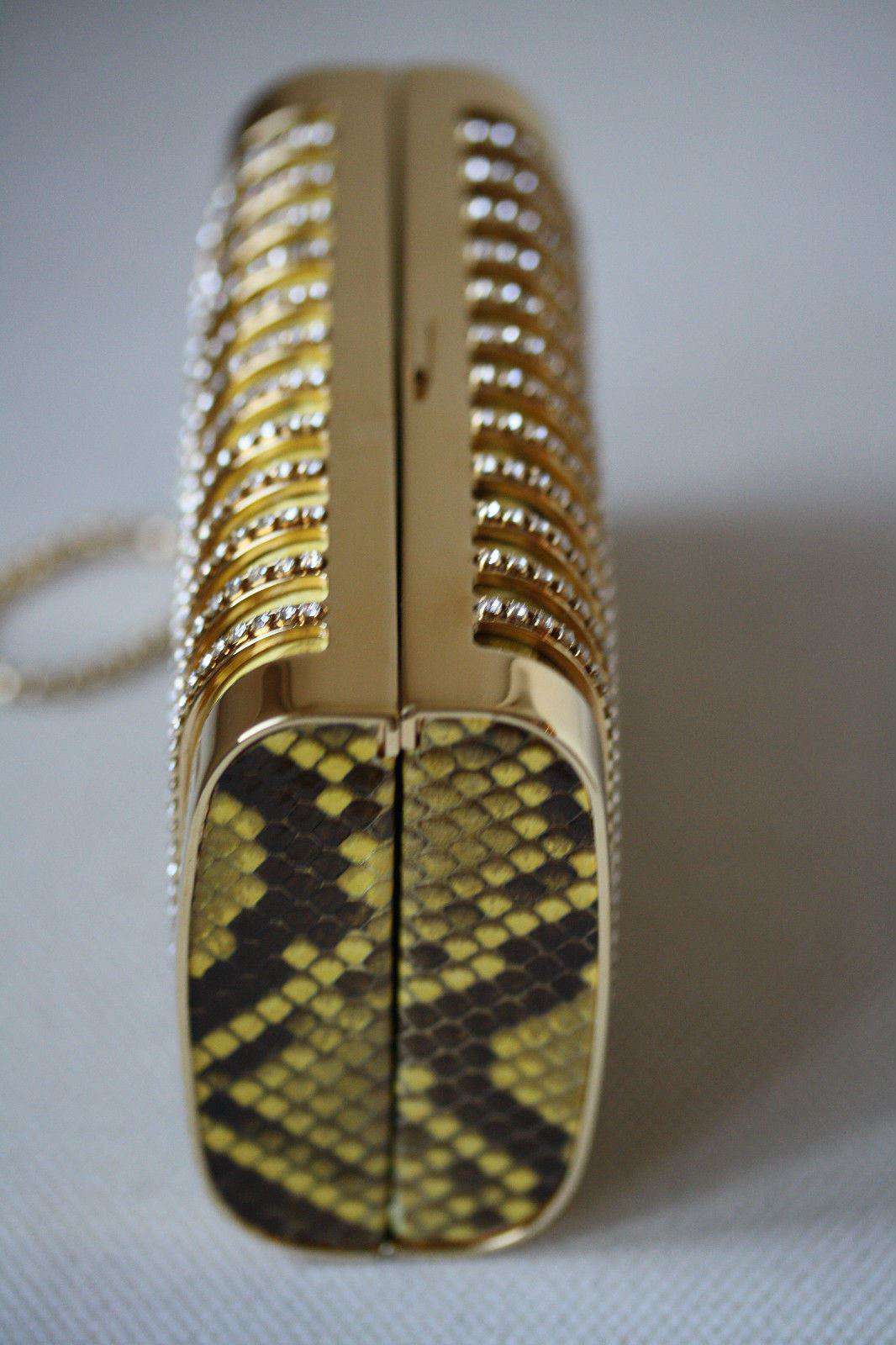 STARK AT HARRODS SEDUCTRESS GOLD YELLOW PYTHON CRYSTAL BOX CLUTCH - Image 8