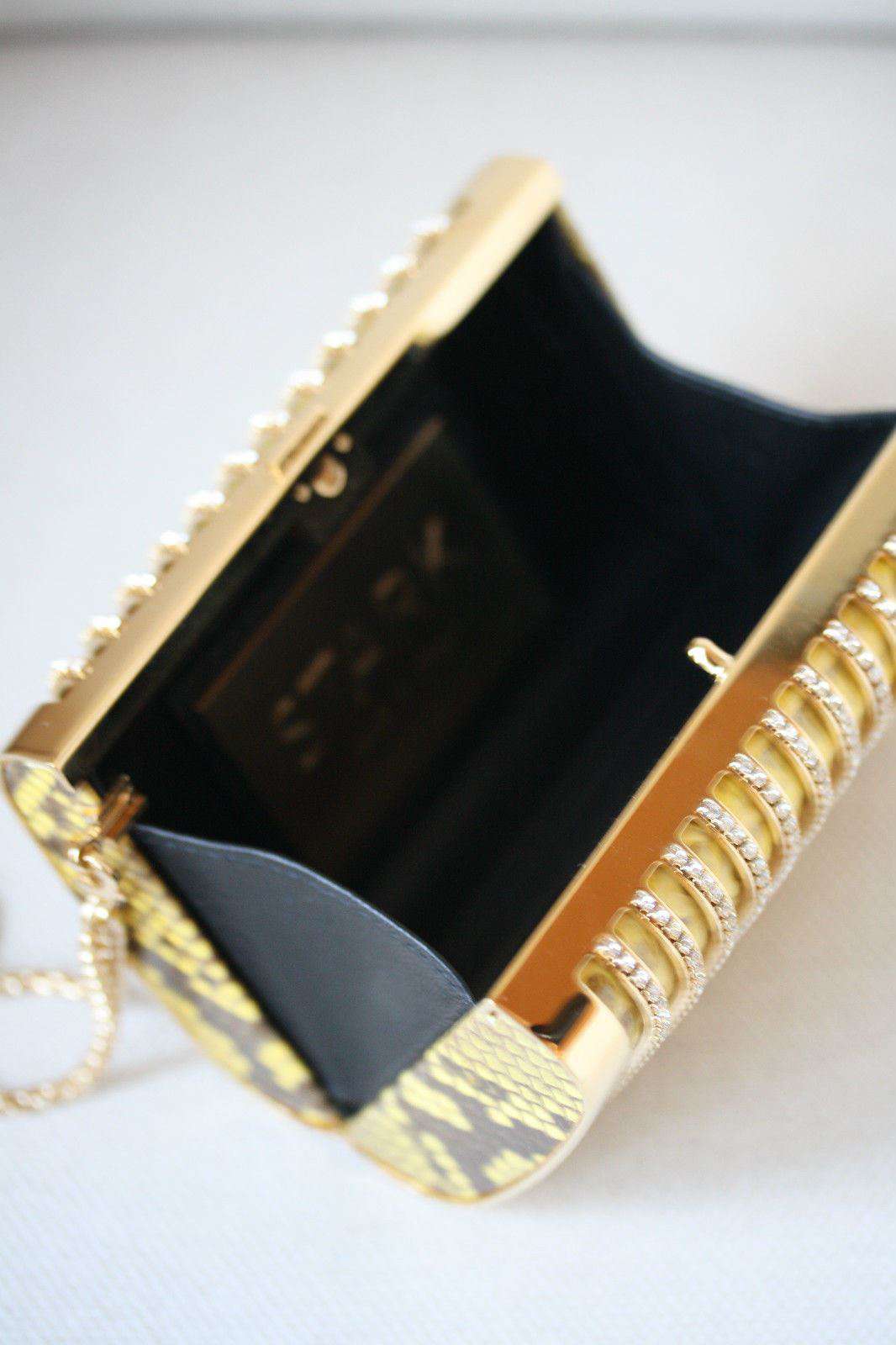 STARK AT HARRODS SEDUCTRESS GOLD YELLOW PYTHON CRYSTAL BOX CLUTCH - Image 9