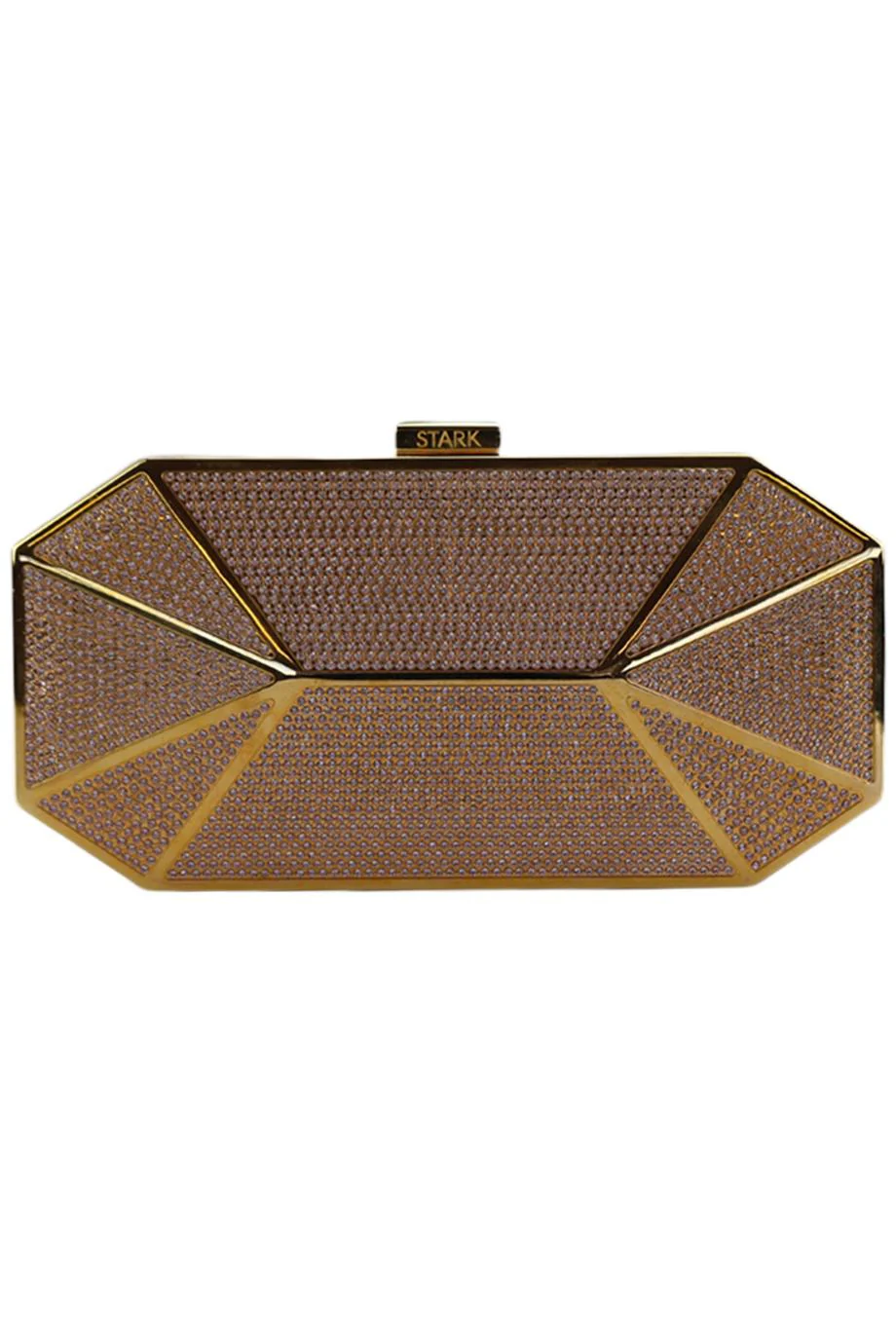 STARK CRYSTAL EMBELLISHED GOLD TONE CLUTCH