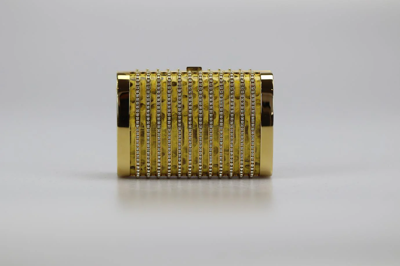 STARK CRYSTAL EMBELLISHED PYTHON AND GOLD TONE CLUTCH - Image 2