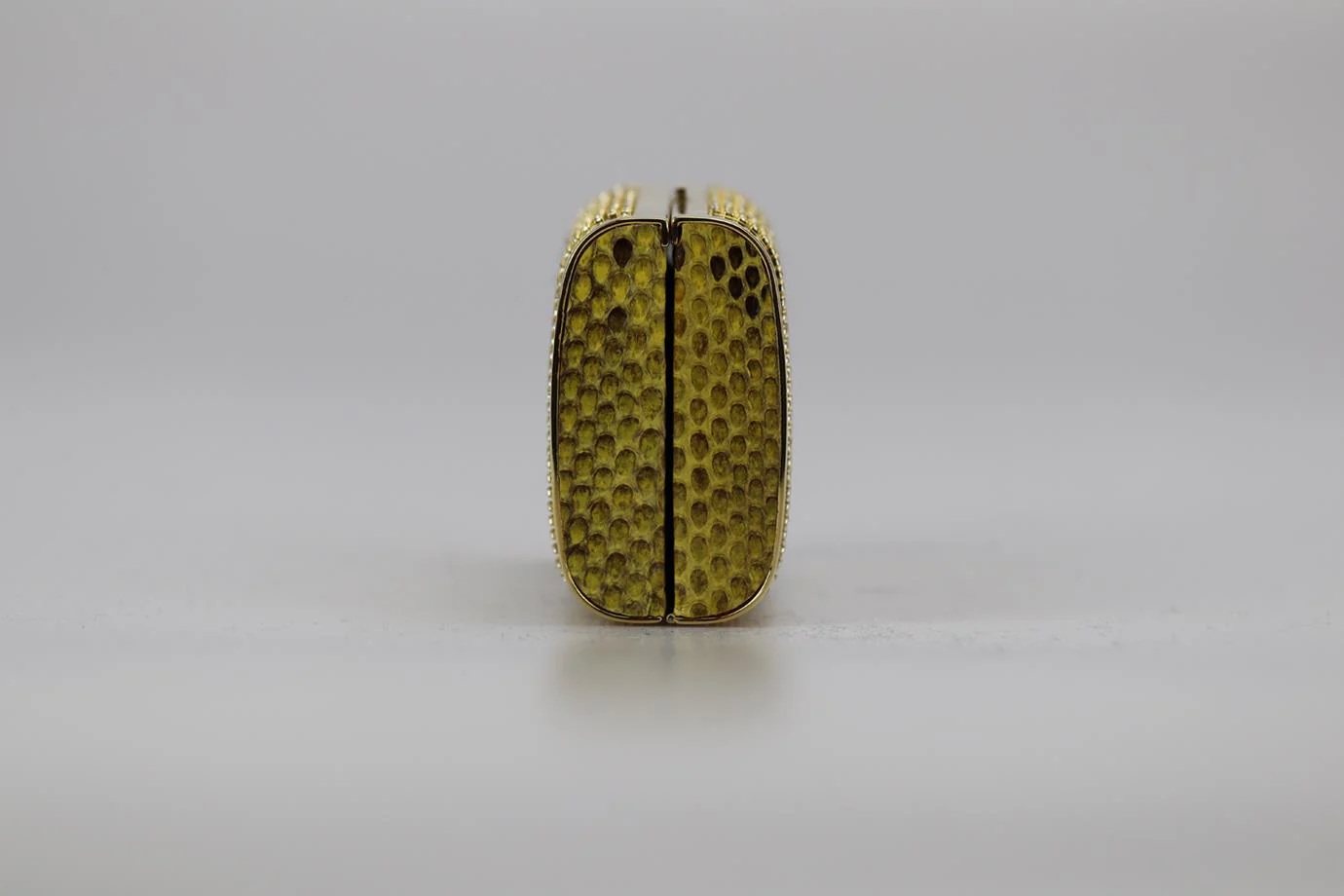 STARK CRYSTAL EMBELLISHED PYTHON AND GOLD TONE CLUTCH - Image 3