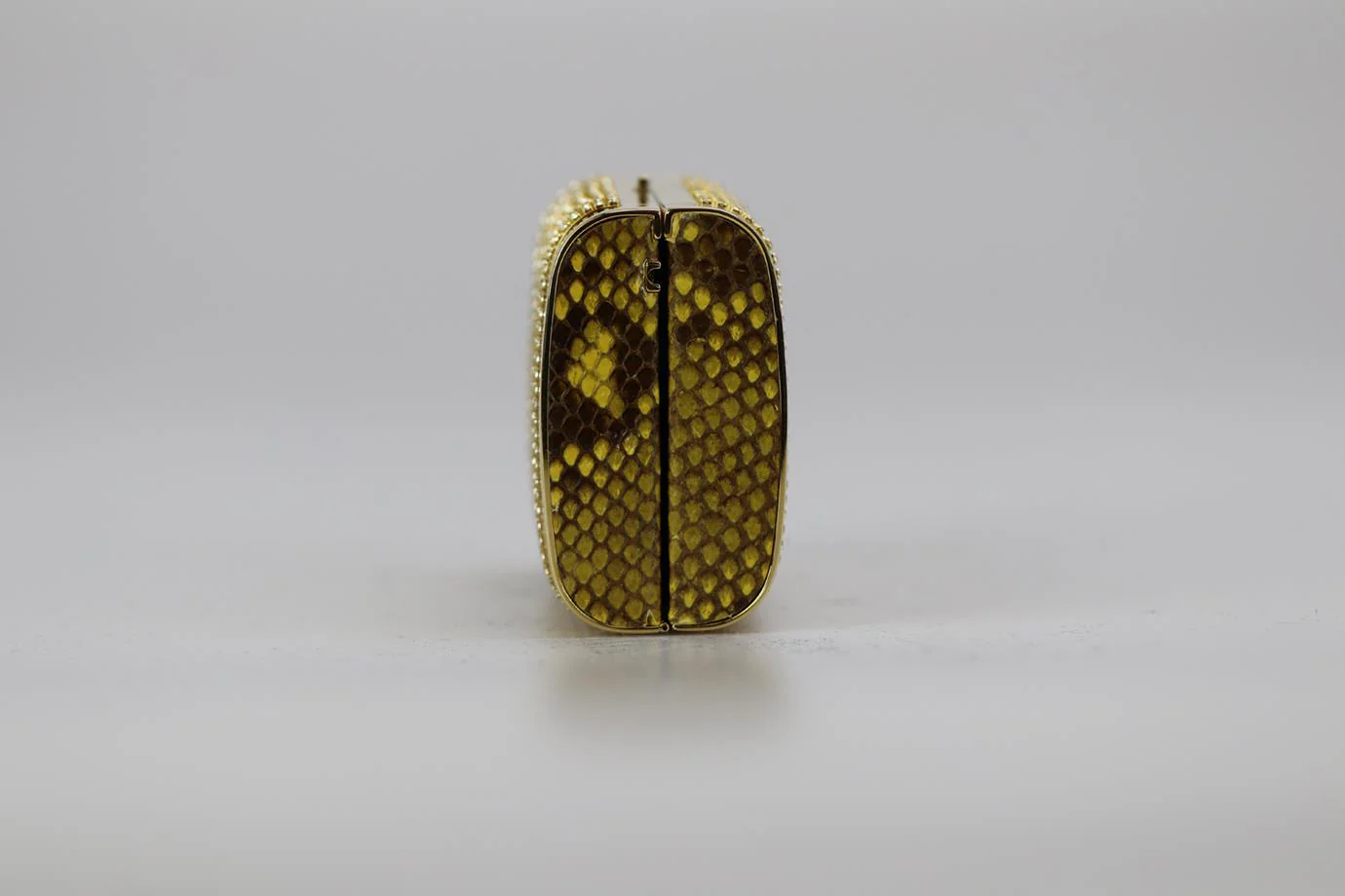 STARK CRYSTAL EMBELLISHED PYTHON AND GOLD TONE CLUTCH - Image 5