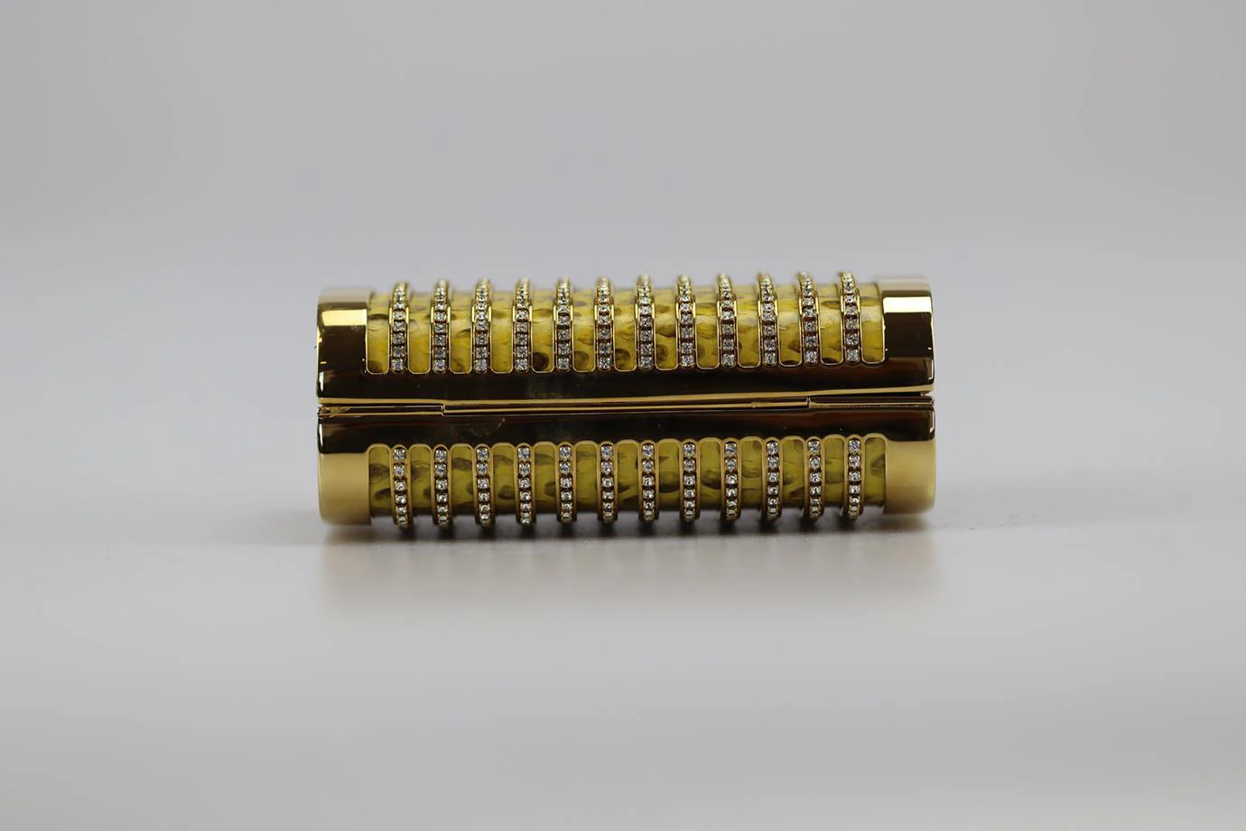 STARK CRYSTAL EMBELLISHED PYTHON AND GOLD TONE CLUTCH - Image 6