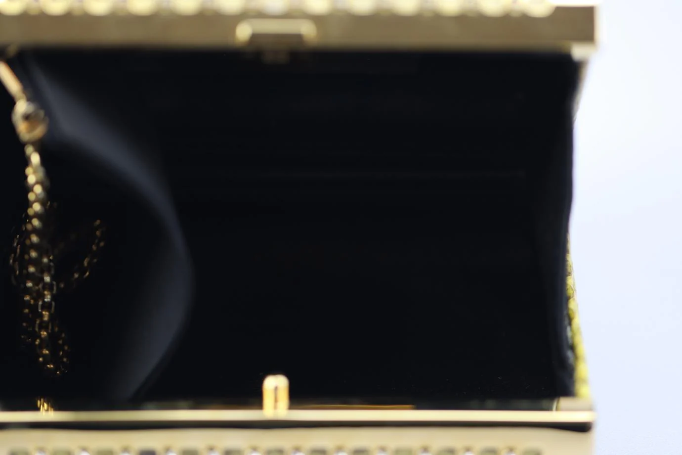 STARK CRYSTAL EMBELLISHED PYTHON AND GOLD TONE CLUTCH - Image 8