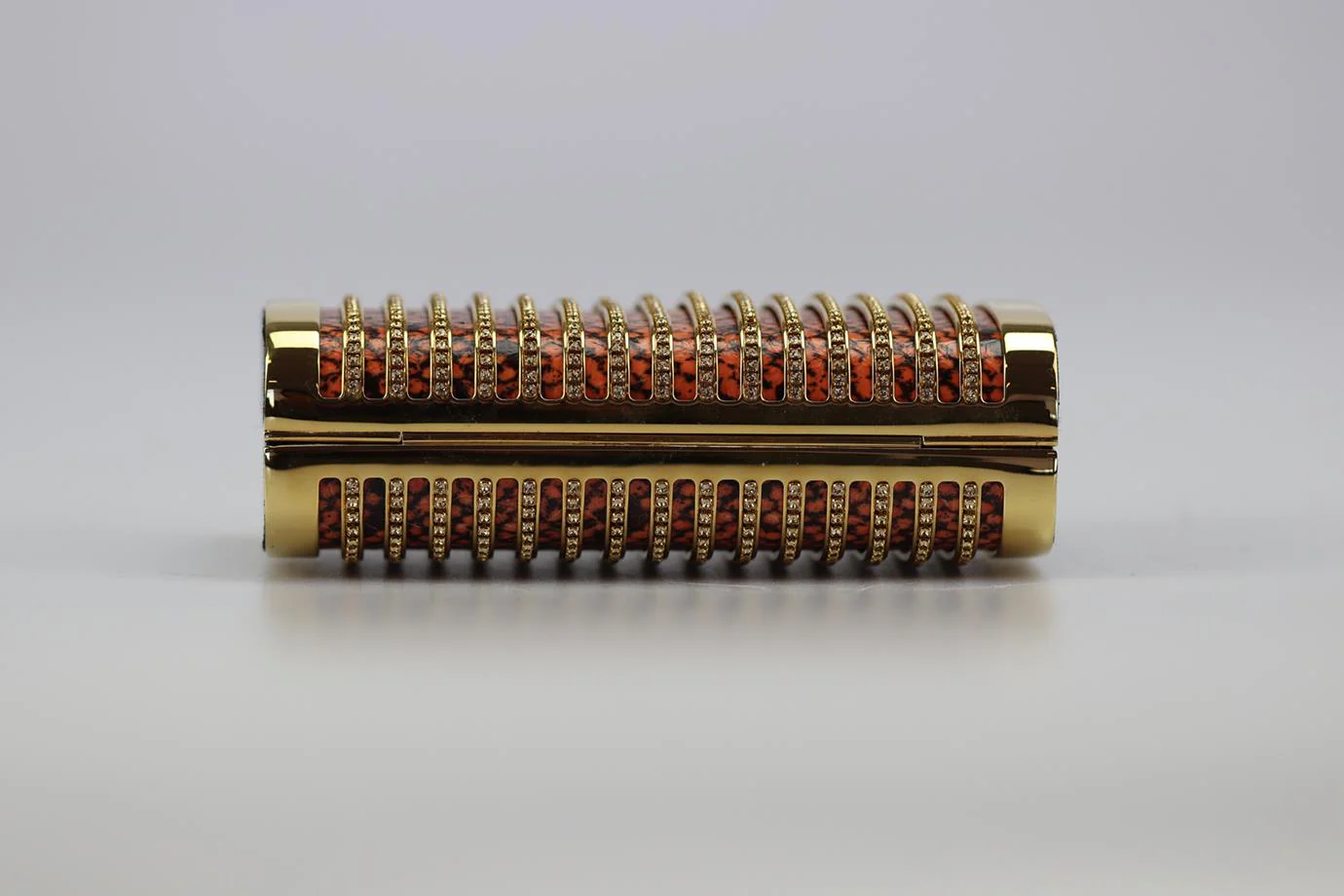 STARK CRYSTAL EMBELLISHED PYTHON AND GOLD TONE CLUTCH - Image 6