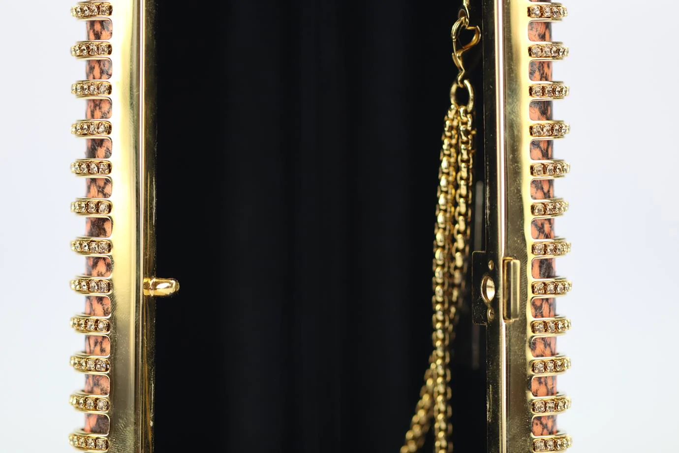 STARK CRYSTAL EMBELLISHED PYTHON AND GOLD TONE CLUTCH - Image 7