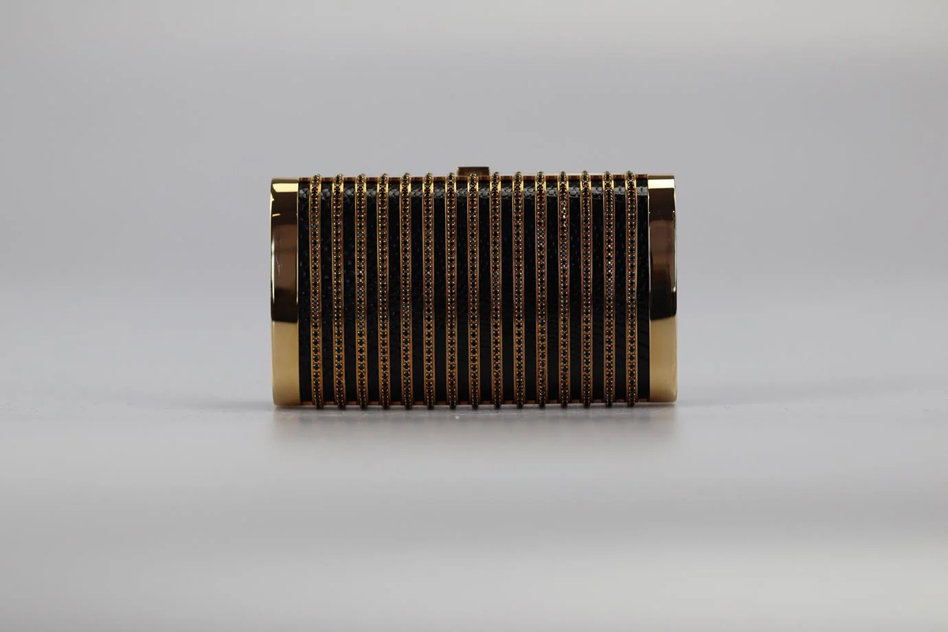 STARK CRYSTAL EMBELLISHED PYTHON AND GOLD TONE CLUTCH - Image 2