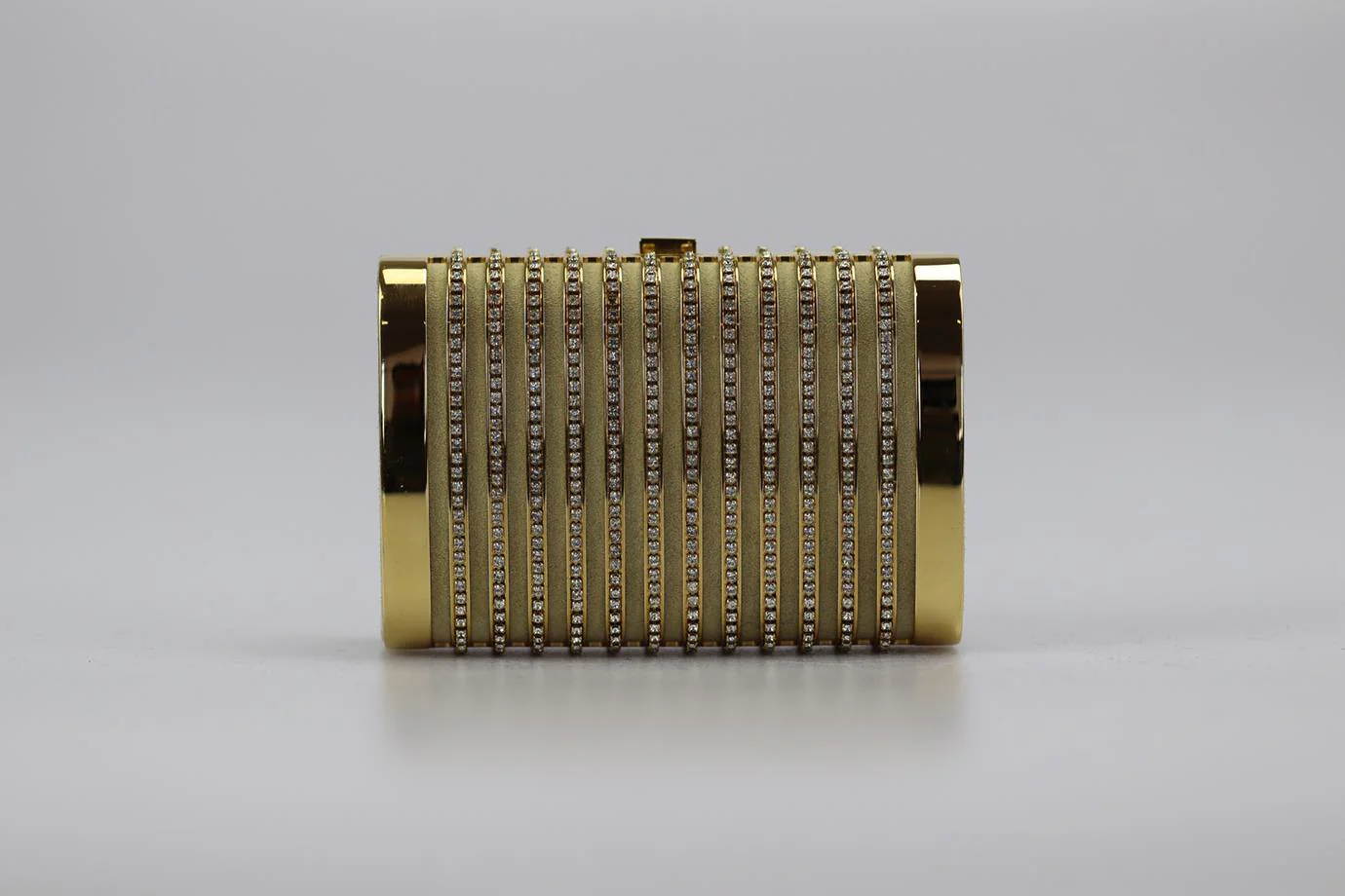 STARK CRYSTAL EMBELLISHED SUEDE AND GOLD TONE CLUTCH - Image 2