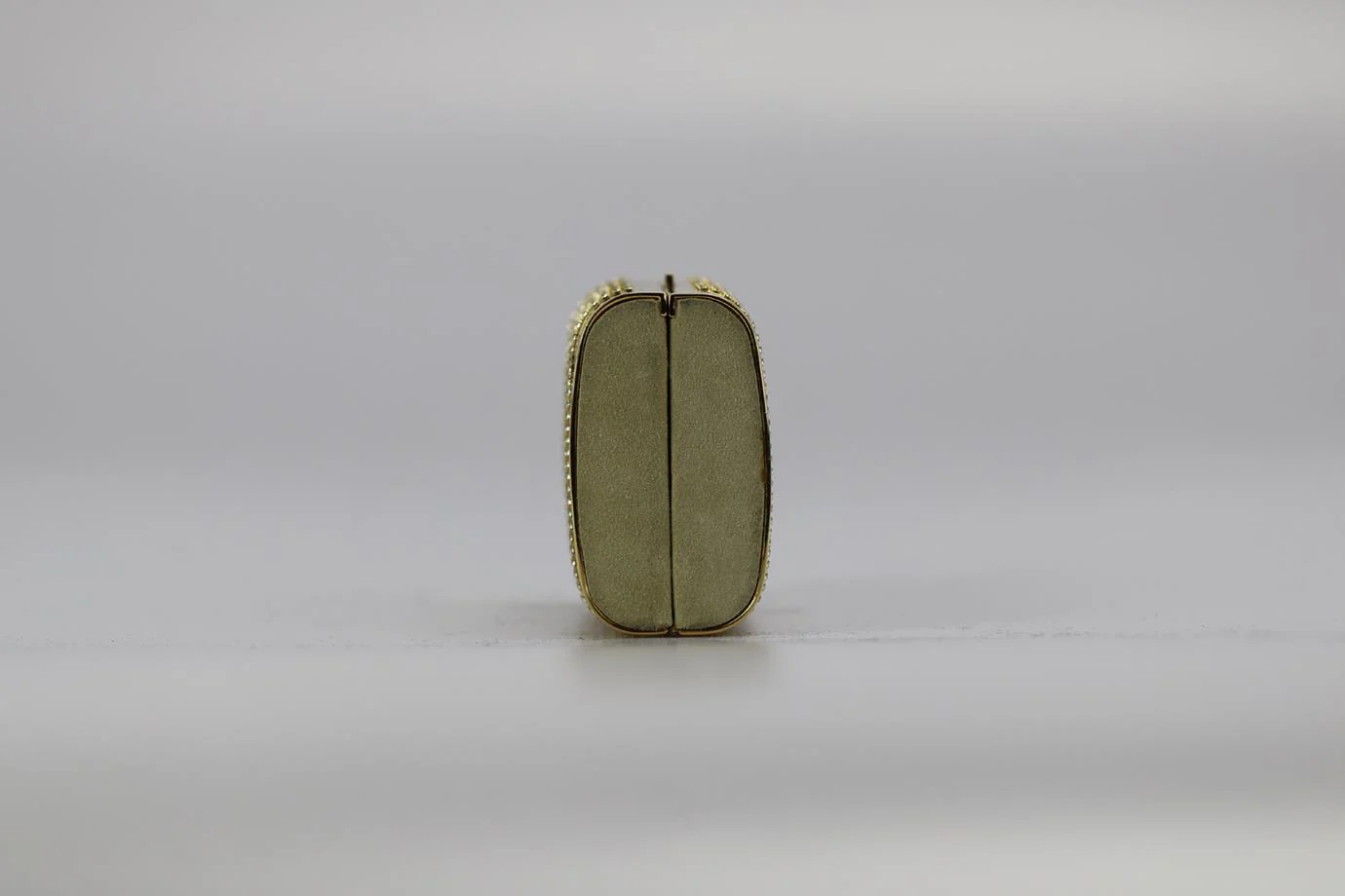 STARK CRYSTAL EMBELLISHED SUEDE AND GOLD TONE CLUTCH - Image 3