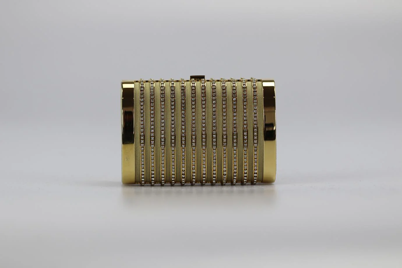 STARK CRYSTAL EMBELLISHED SUEDE AND GOLD TONE CLUTCH - Image 4