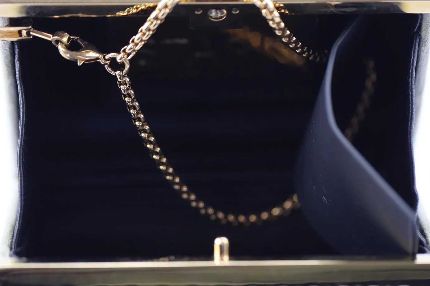 STARK CRYSTAL EMBELLISHED SUEDE AND GOLD TONE CLUTCH - Image 7