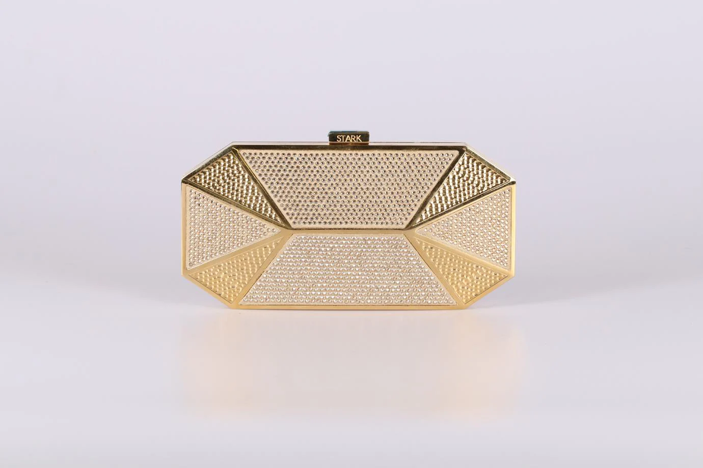 STARK CRYSTAL EMBELLISHED SUEDE AND GOLD TONE CLUTCH - Image 2