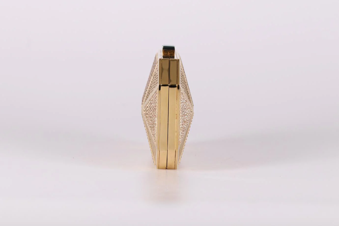 STARK CRYSTAL EMBELLISHED SUEDE AND GOLD TONE CLUTCH - Image 3