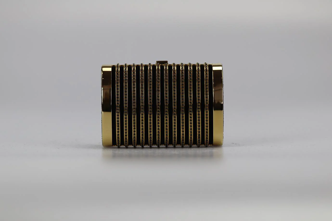STARK CRYSTAL EMBELLISHED SUEDE AND GOLD TONE CLUTCH - Image 2