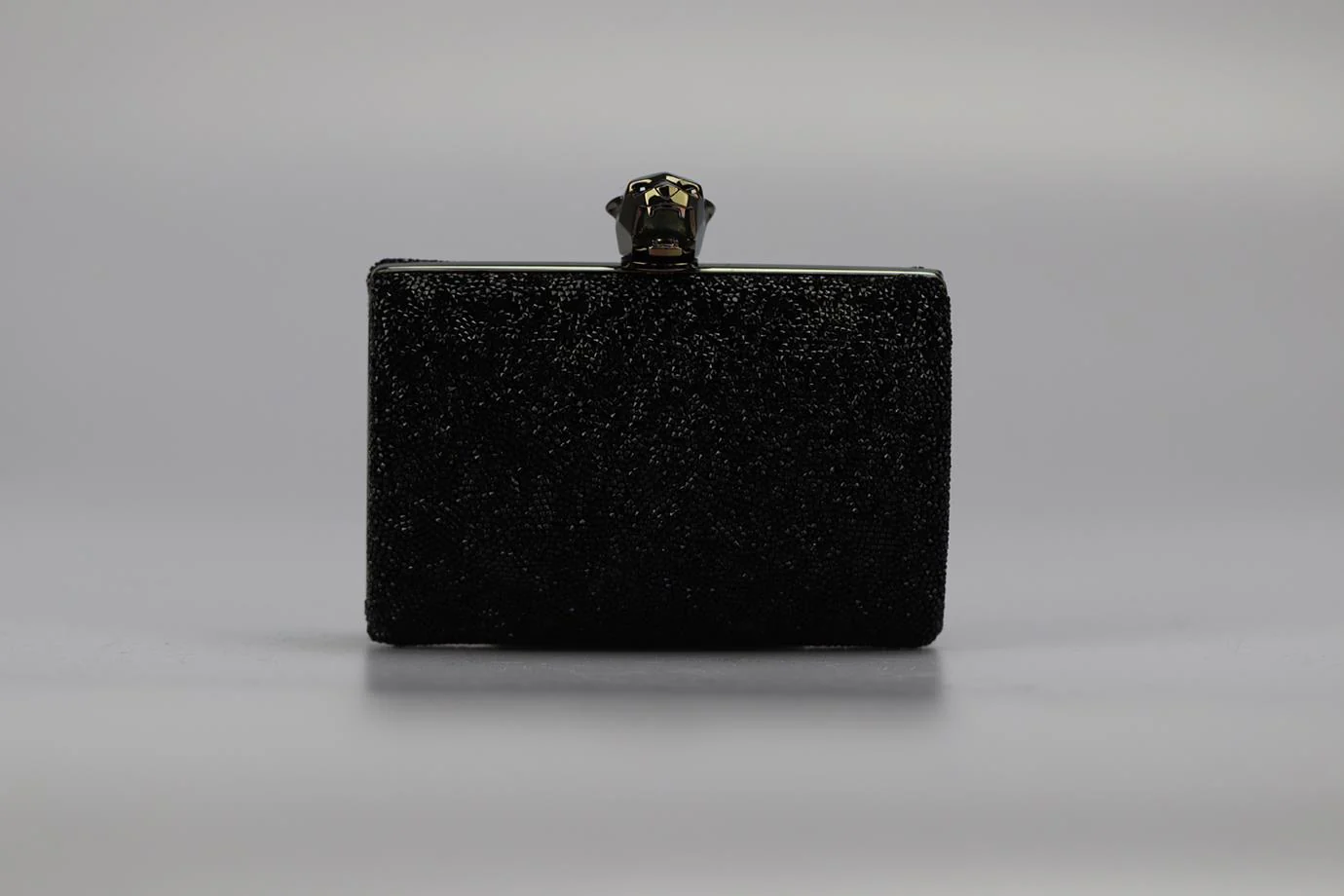 STARK CRYSTAL EMBELLISHED SUEDE AND GUNMETAL TONE CLUTCH - Image 2