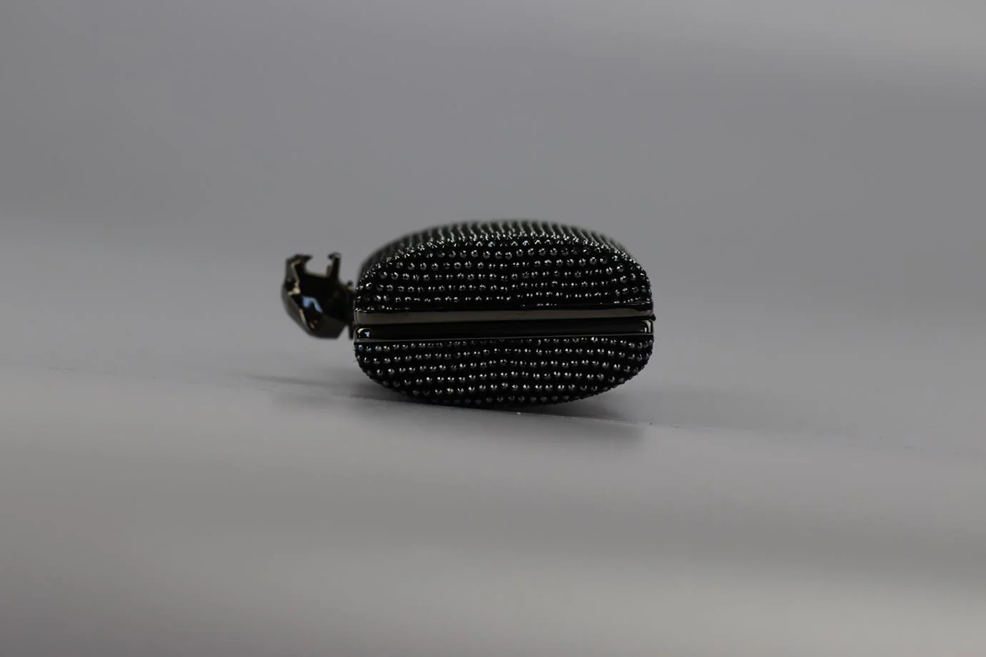 STARK CRYSTAL EMBELLISHED SUEDE AND GUNMETAL TONE CLUTCH - Image 4