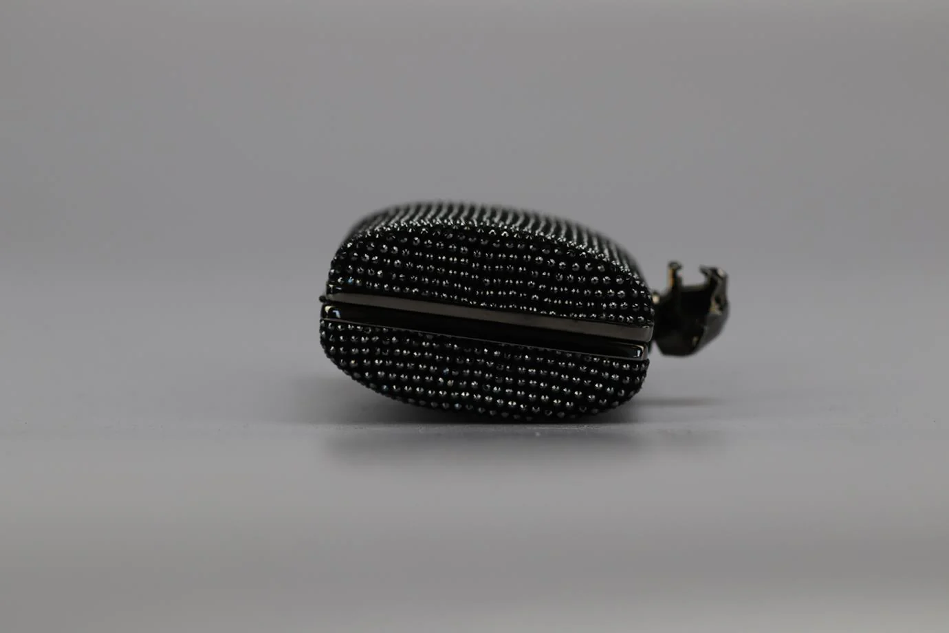 STARK CRYSTAL EMBELLISHED SUEDE AND GUNMETAL TONE CLUTCH - Image 5