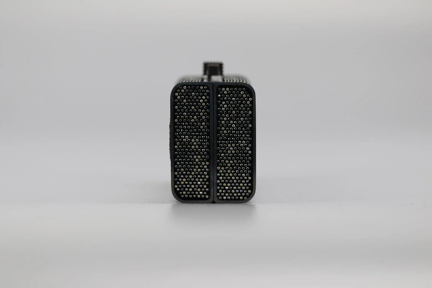 STARK CRYSTAL EMBELLISHED SUEDE AND GUNMETAL TONE CLUTCH - Image 3