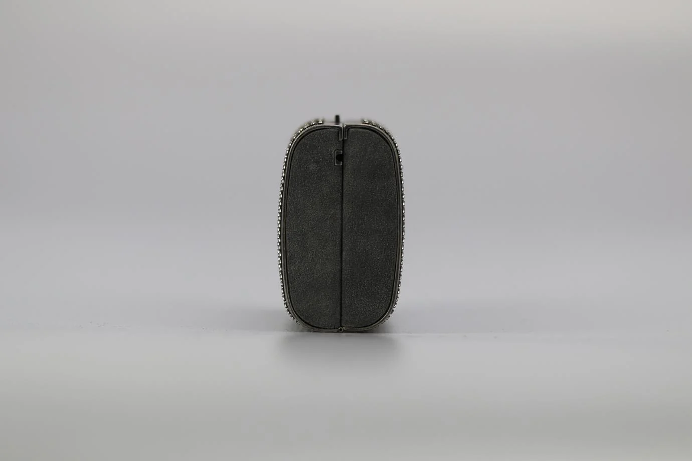 STARK CRYSTAL EMBELLISHED SUEDE AND GUNMETAL TONE CLUTCH - Image 3