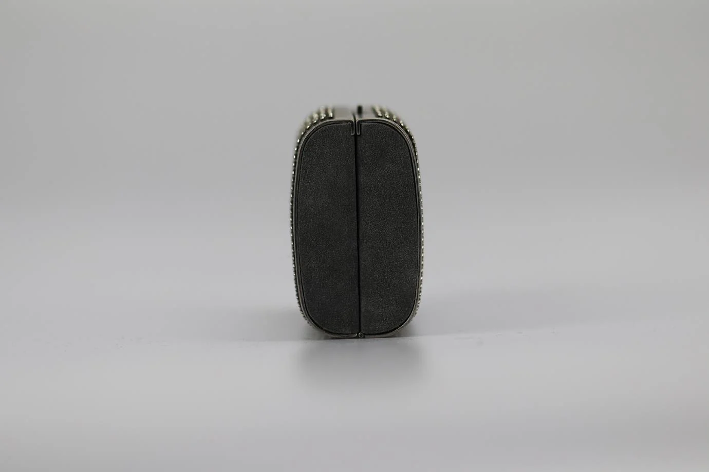 STARK CRYSTAL EMBELLISHED SUEDE AND GUNMETAL TONE CLUTCH - Image 5