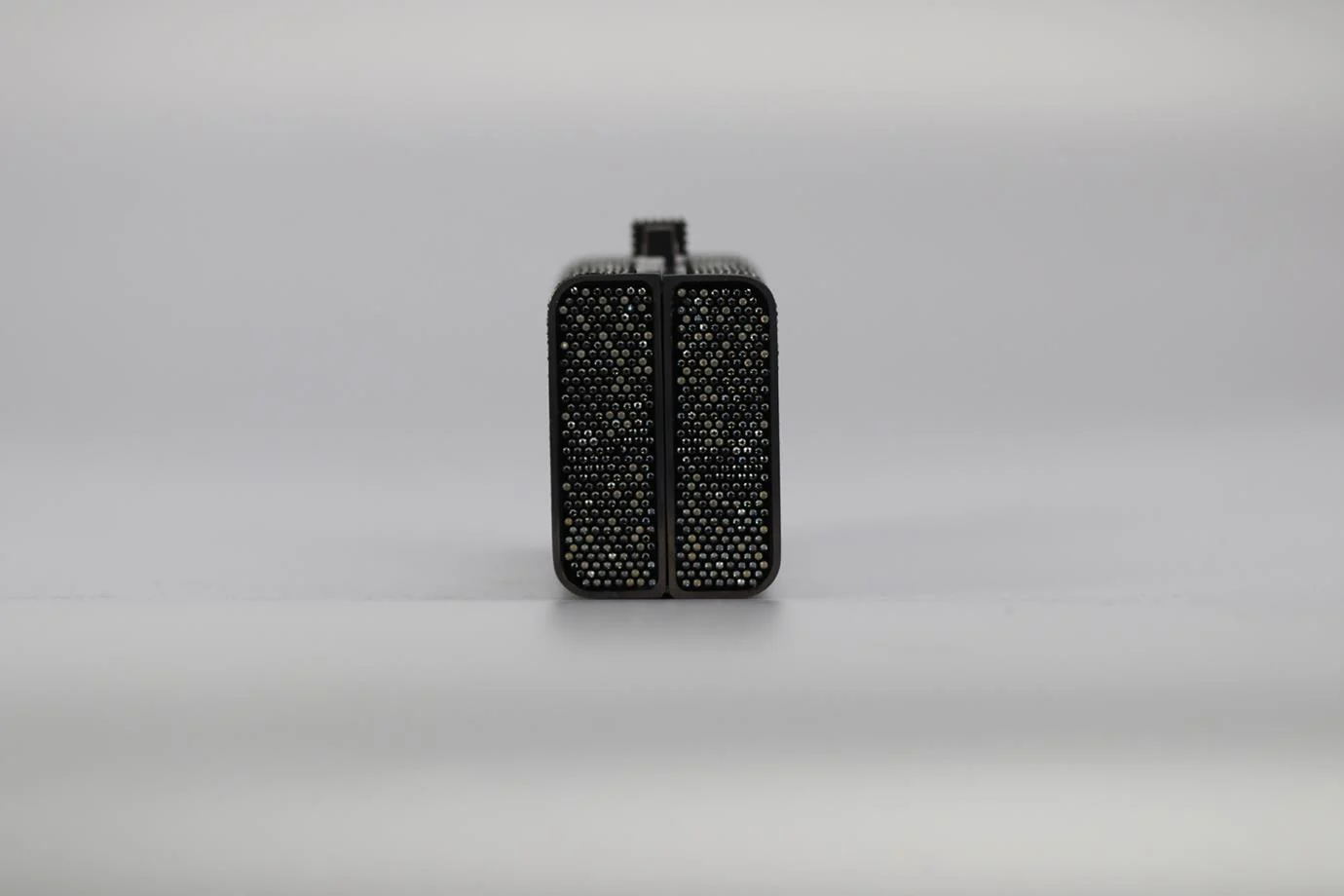 STARK CRYSTAL EMBELLISHED SUEDE AND GUNMETAL TONE CLUTCH - Image 5
