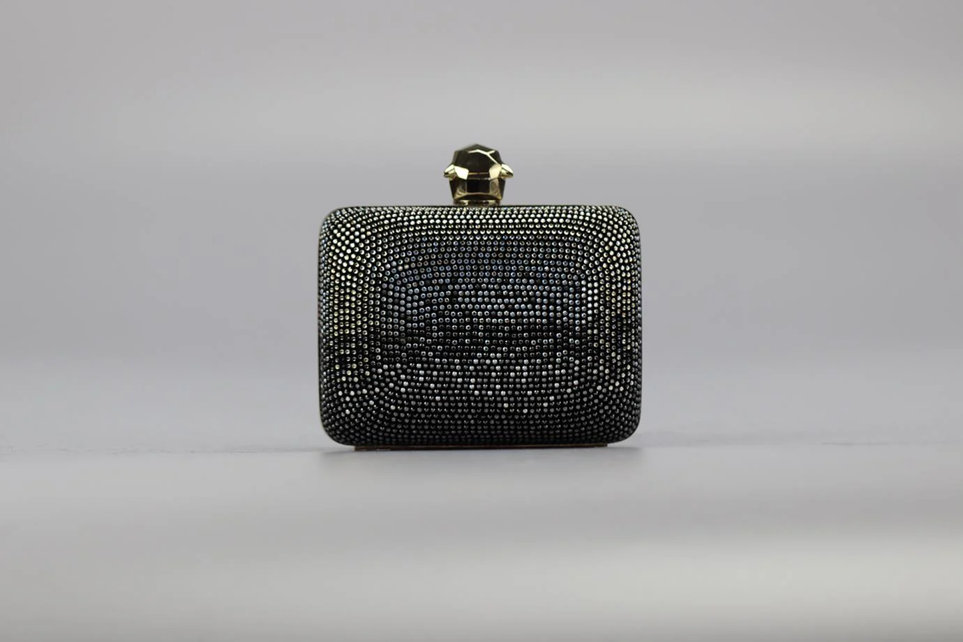 STARK CRYSTAL EMBELLISHED SUEDE AND SILVER TONE CLUTCH - Image 4