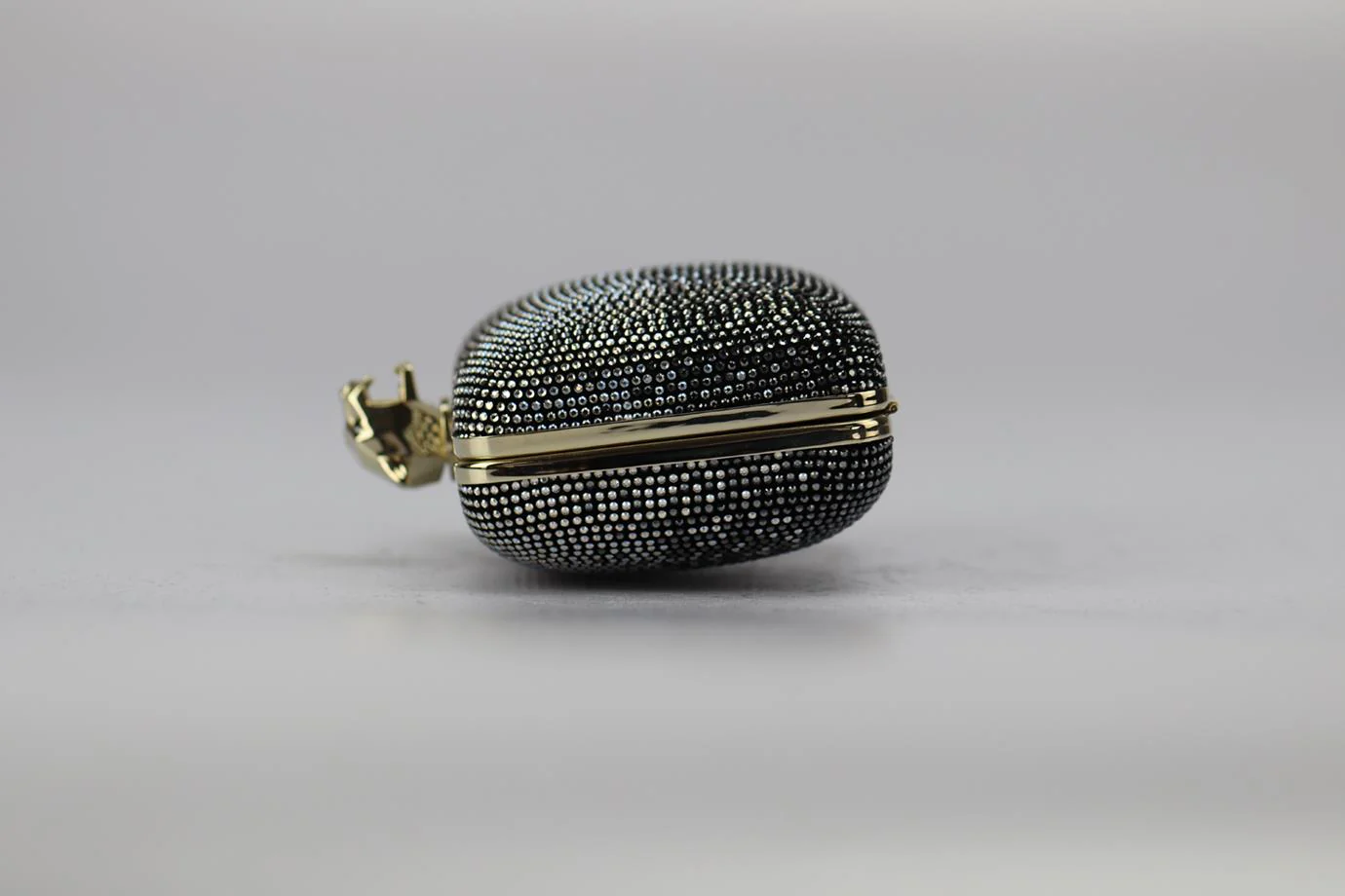 STARK CRYSTAL EMBELLISHED SUEDE AND SILVER TONE CLUTCH - Image 5