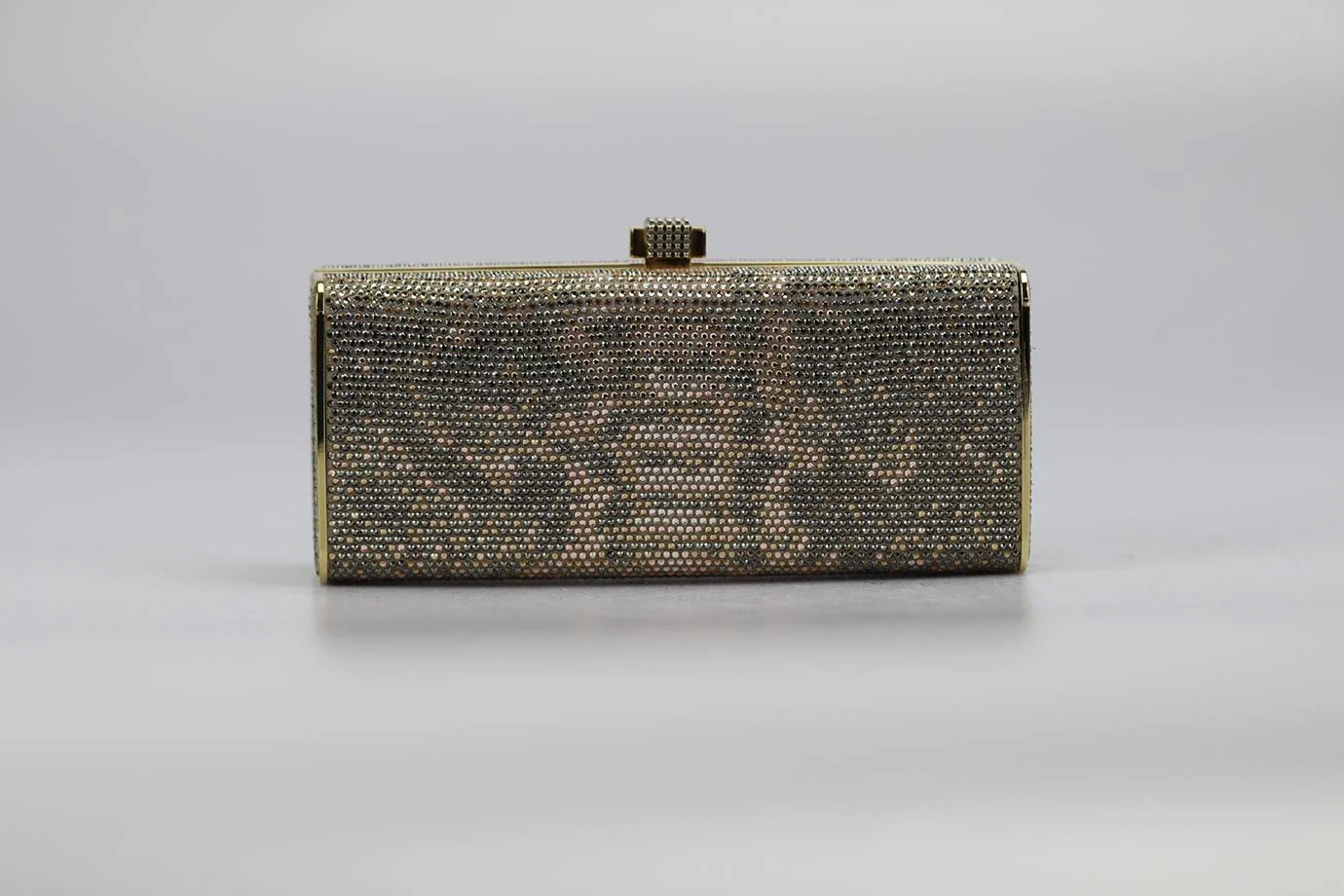 STARK CRYSTAL EMBELLISHED SUEDE AND SILVER TONE CLUTCH - Image 4