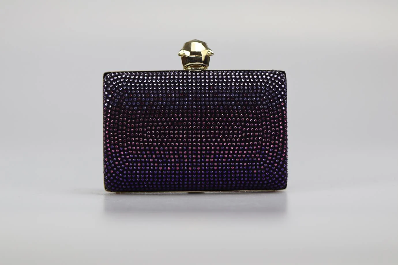STARK CRYSTAL EMBELLISHED SUEDE AND SILVER TONE CLUTCH - Image 3