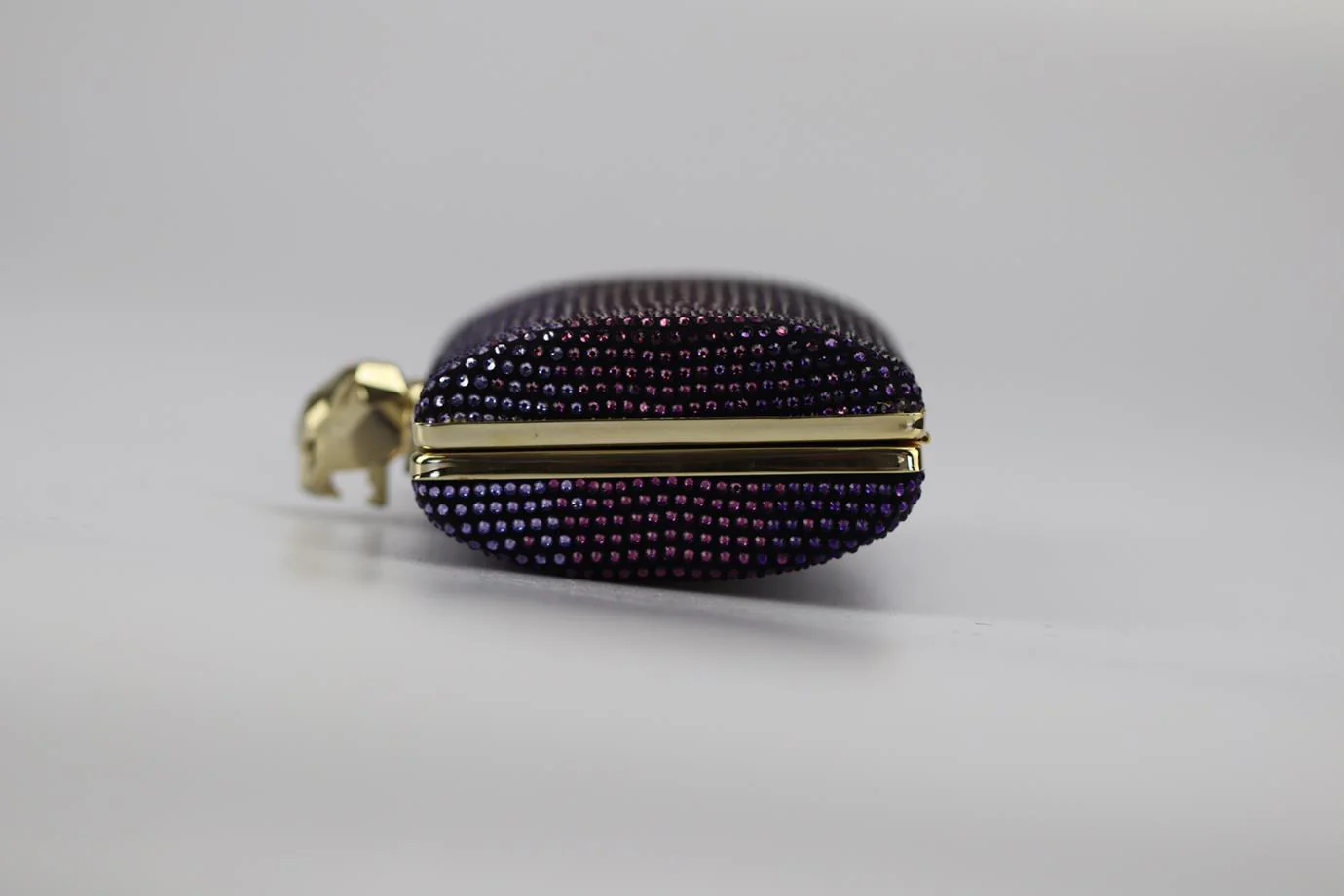 STARK CRYSTAL EMBELLISHED SUEDE AND SILVER TONE CLUTCH - Image 4