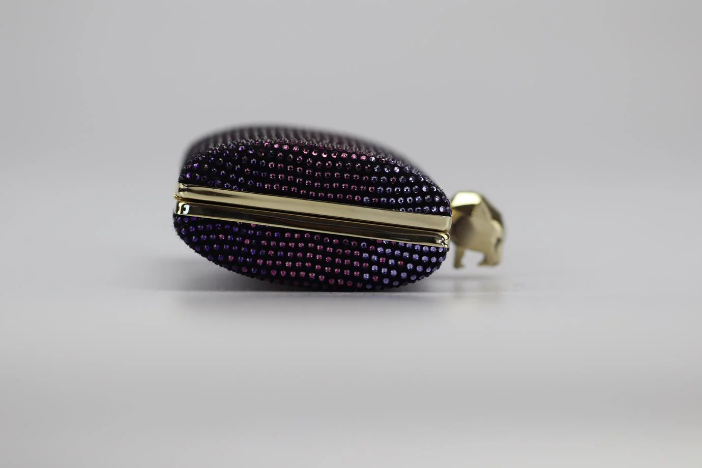 STARK CRYSTAL EMBELLISHED SUEDE AND SILVER TONE CLUTCH - Image 5