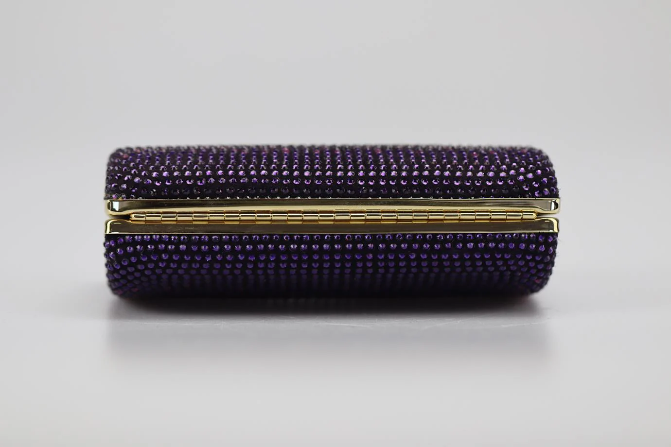 STARK CRYSTAL EMBELLISHED SUEDE AND SILVER TONE CLUTCH - Image 6