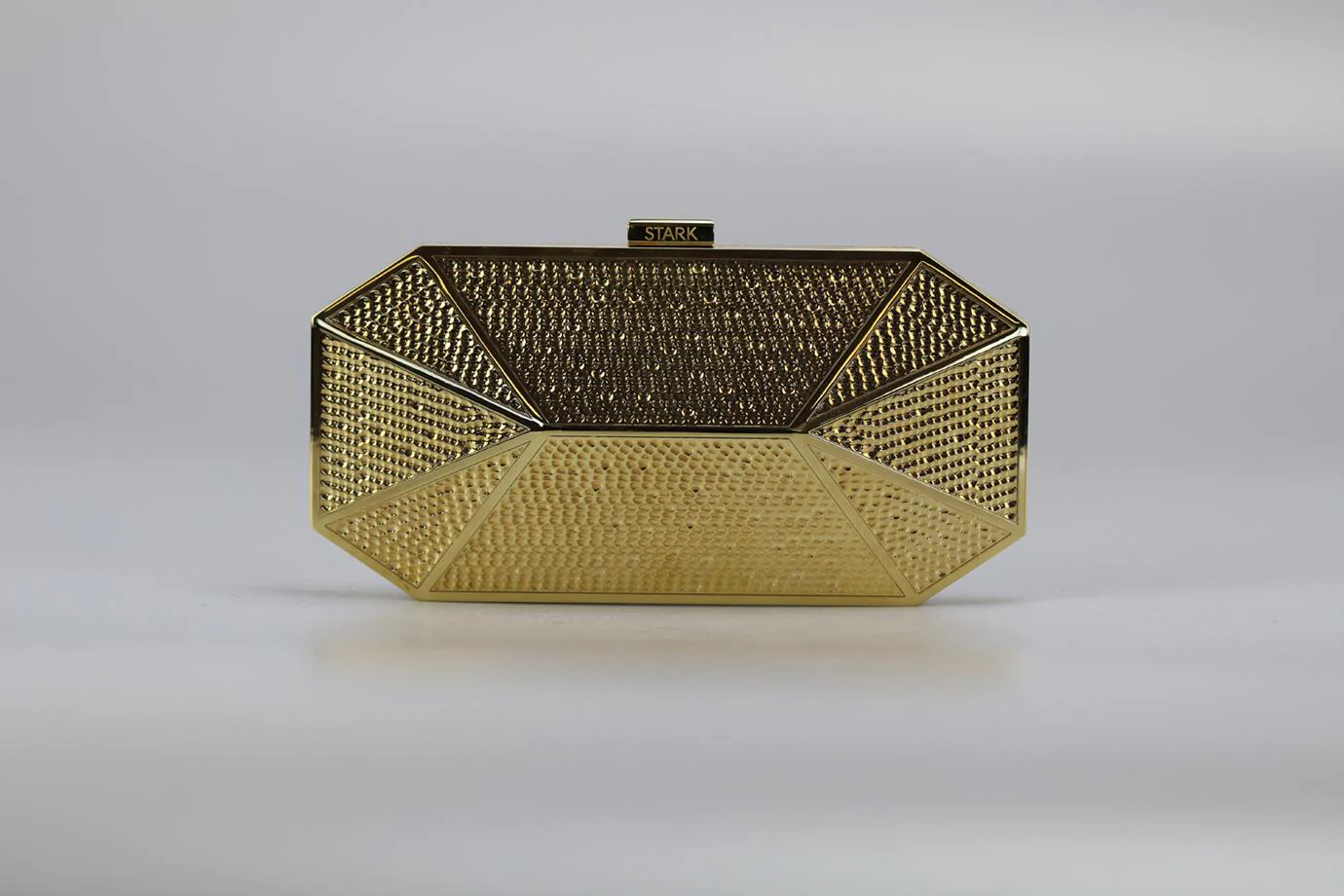 STARK EMBOSSED GOLD TONE CLUTCH - Image 2