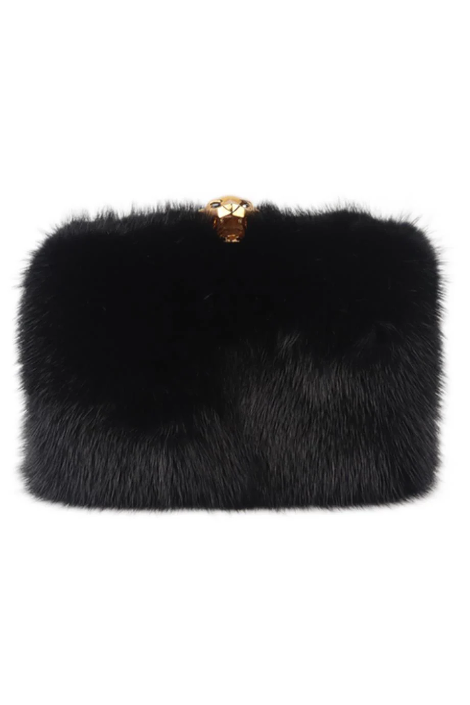 STARK MINK FUR AND SUEDE BOX CLUTCH