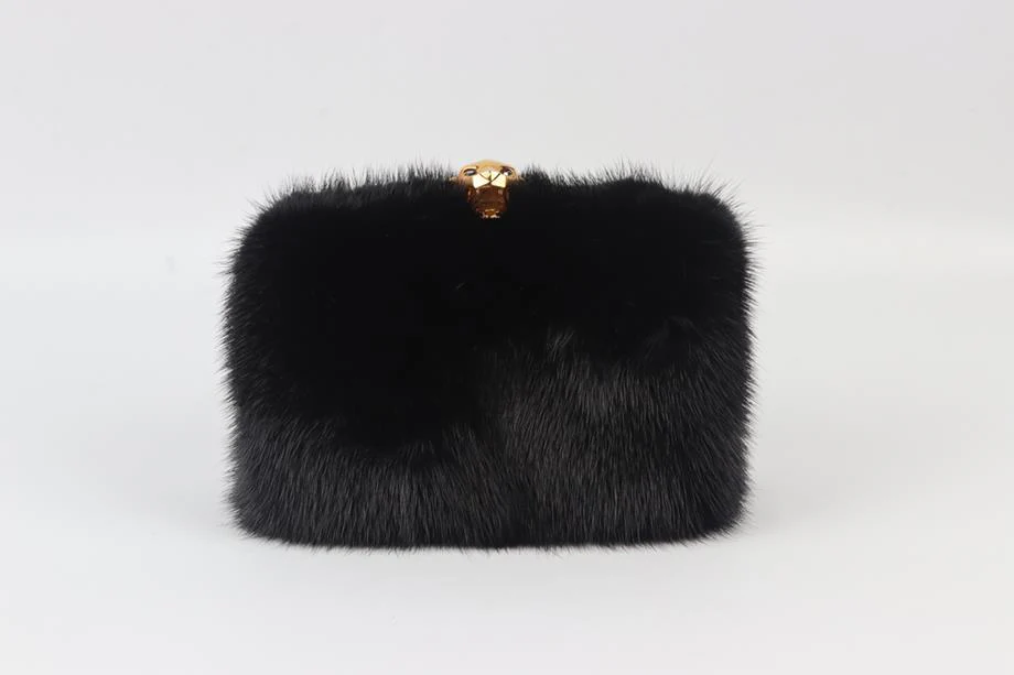 STARK MINK FUR AND SUEDE BOX CLUTCH - Image 2