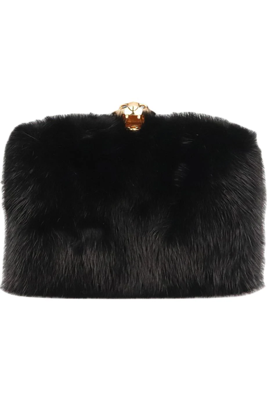 STARK MINK FUR AND SUEDE BOX CLUTCH