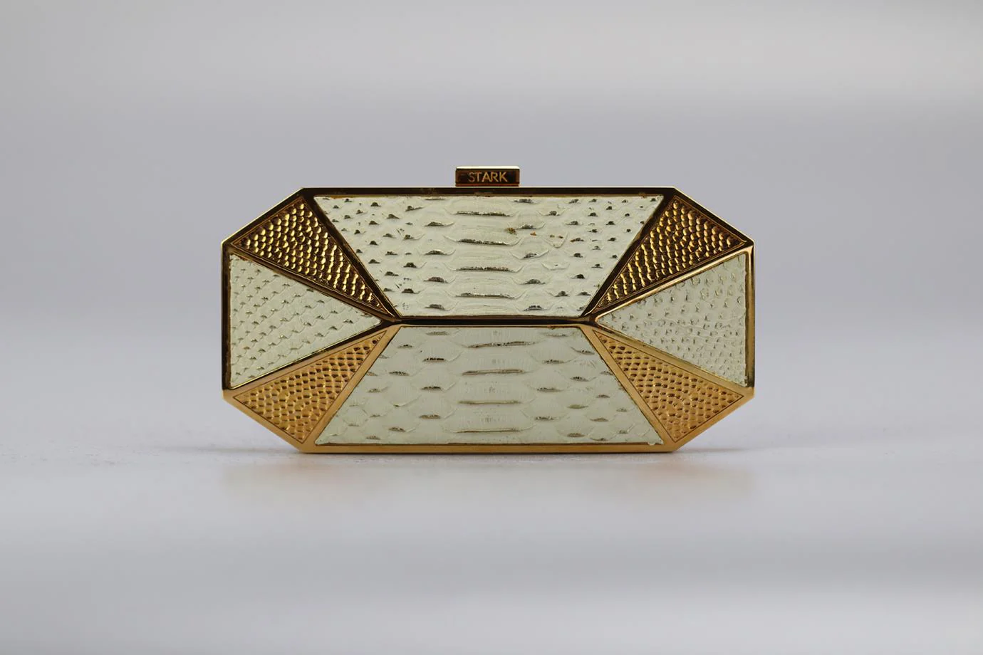 STARK PYTHON AND GOLD TONE CLUTCH - Image 2
